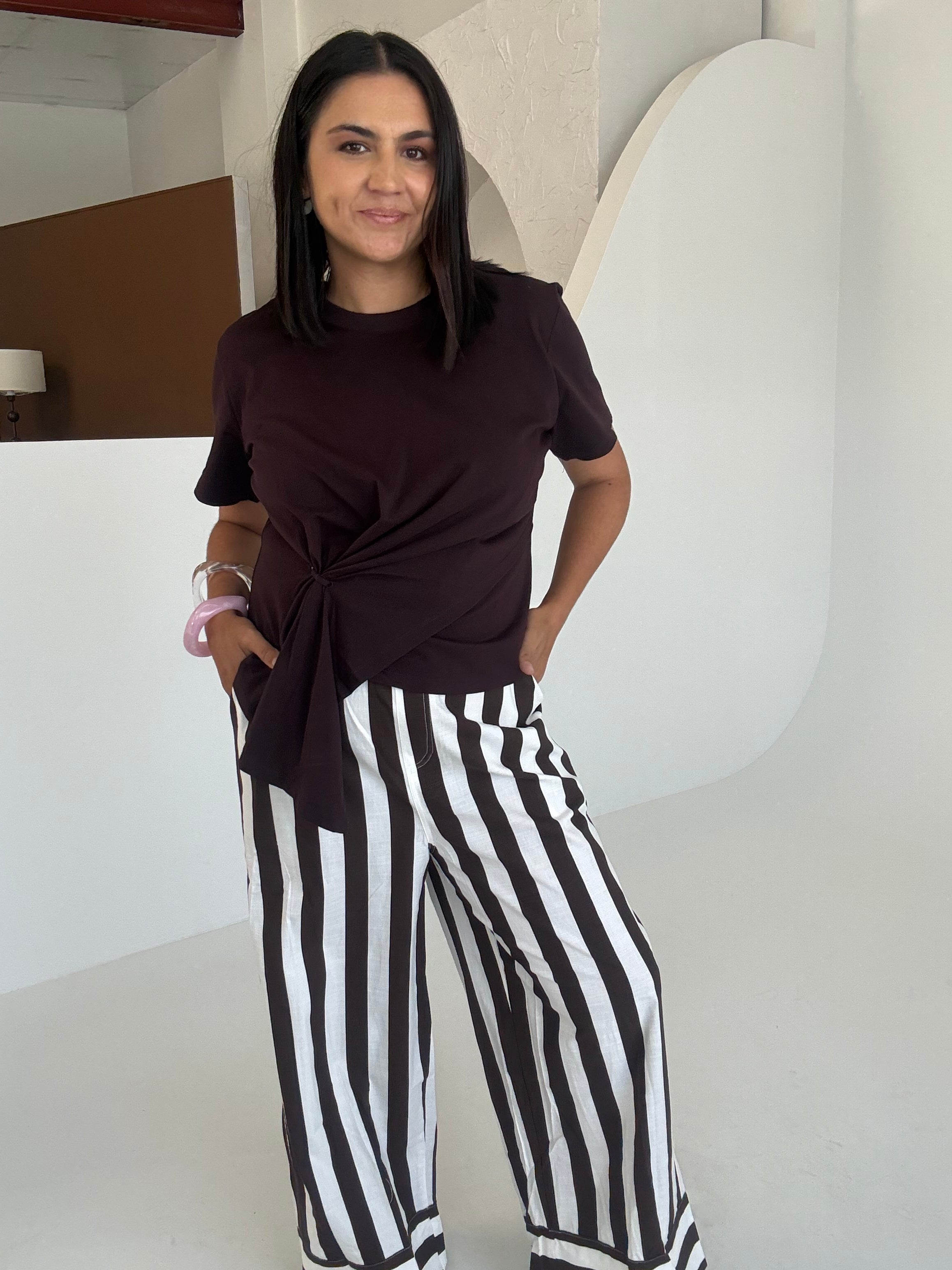 Sloane Pants Brown Stripe