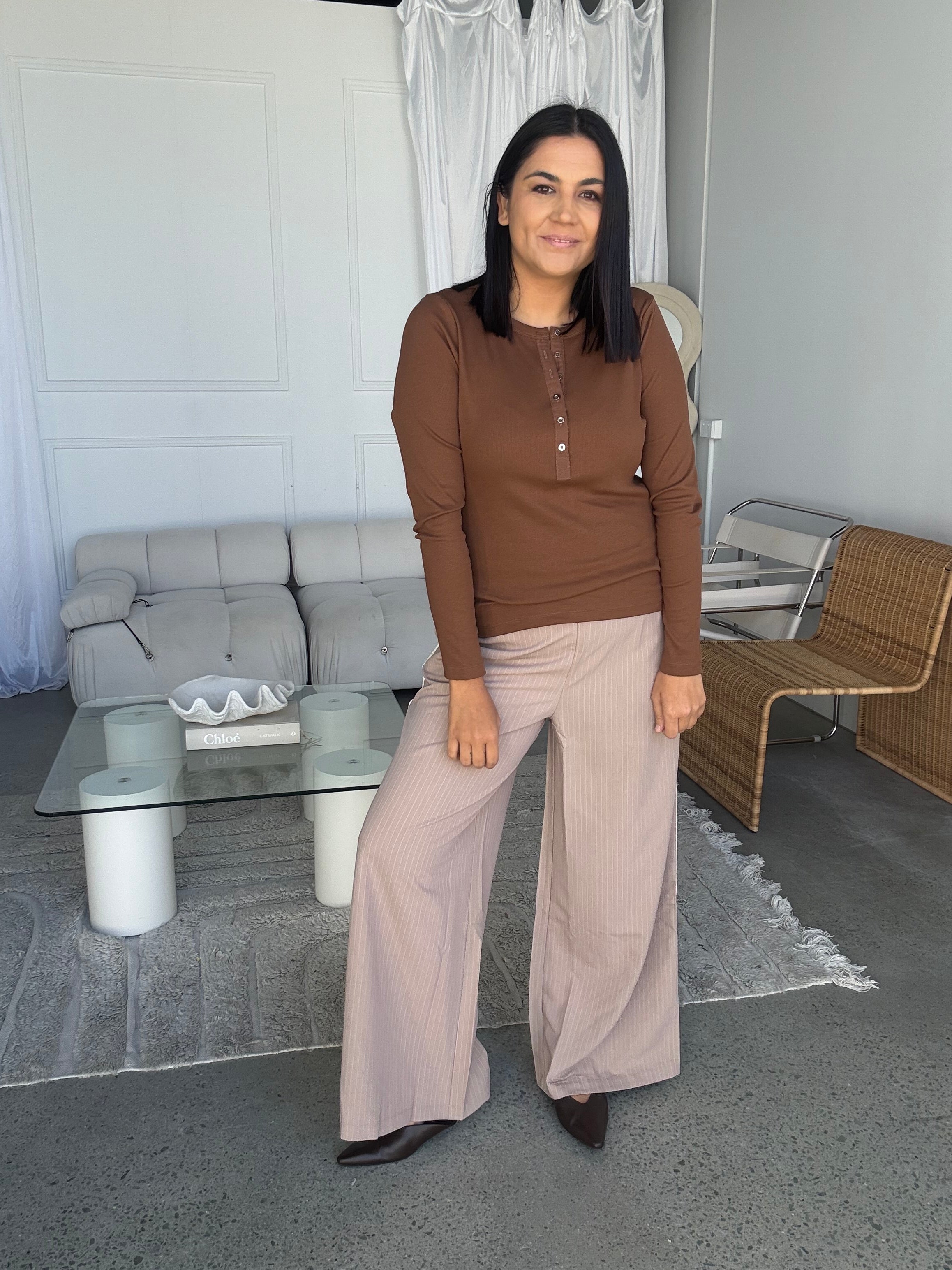 Industrie Pinestripe Pant Mocha