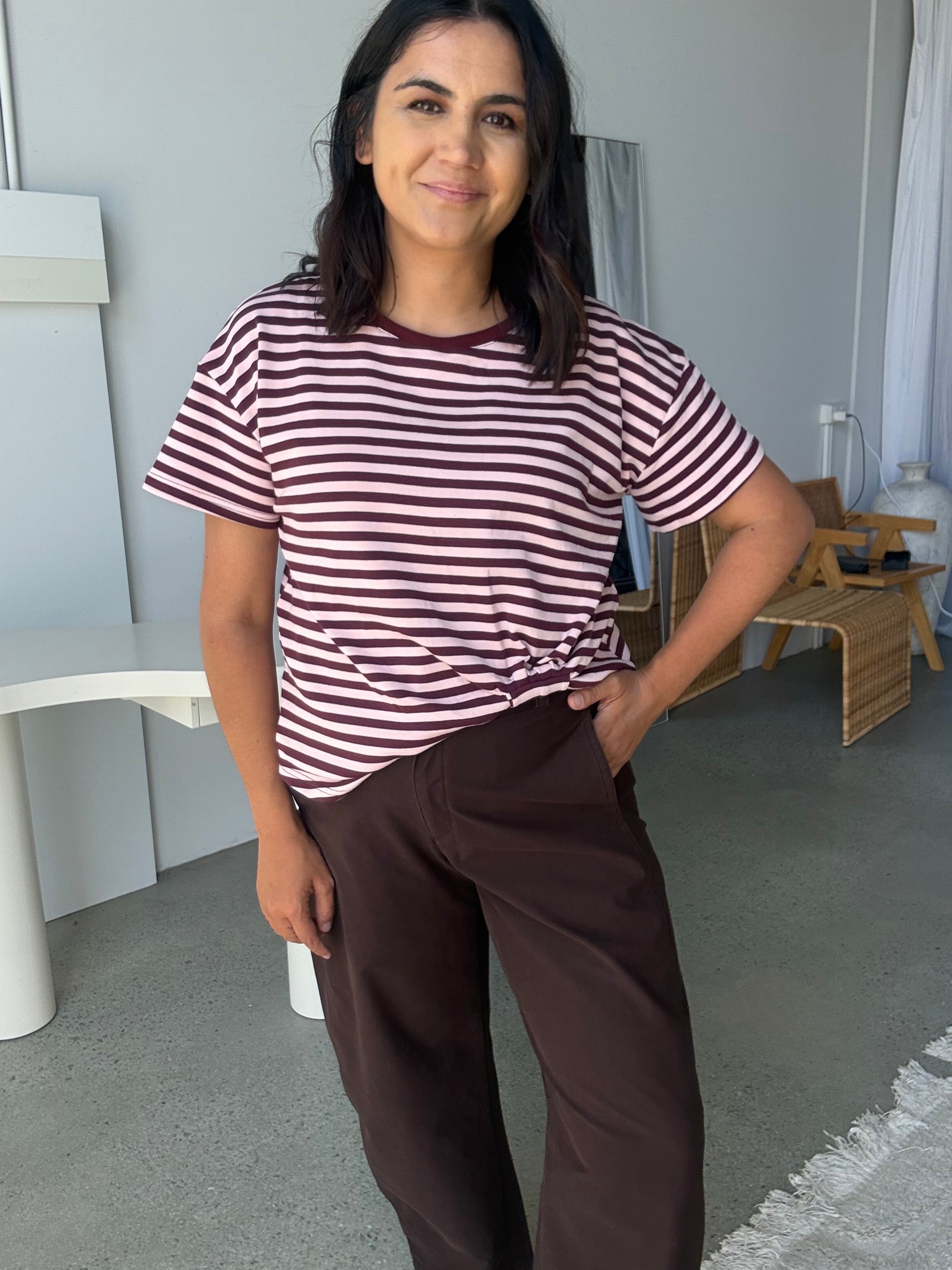 Easy Tuck Tee Blush/Burgundy
