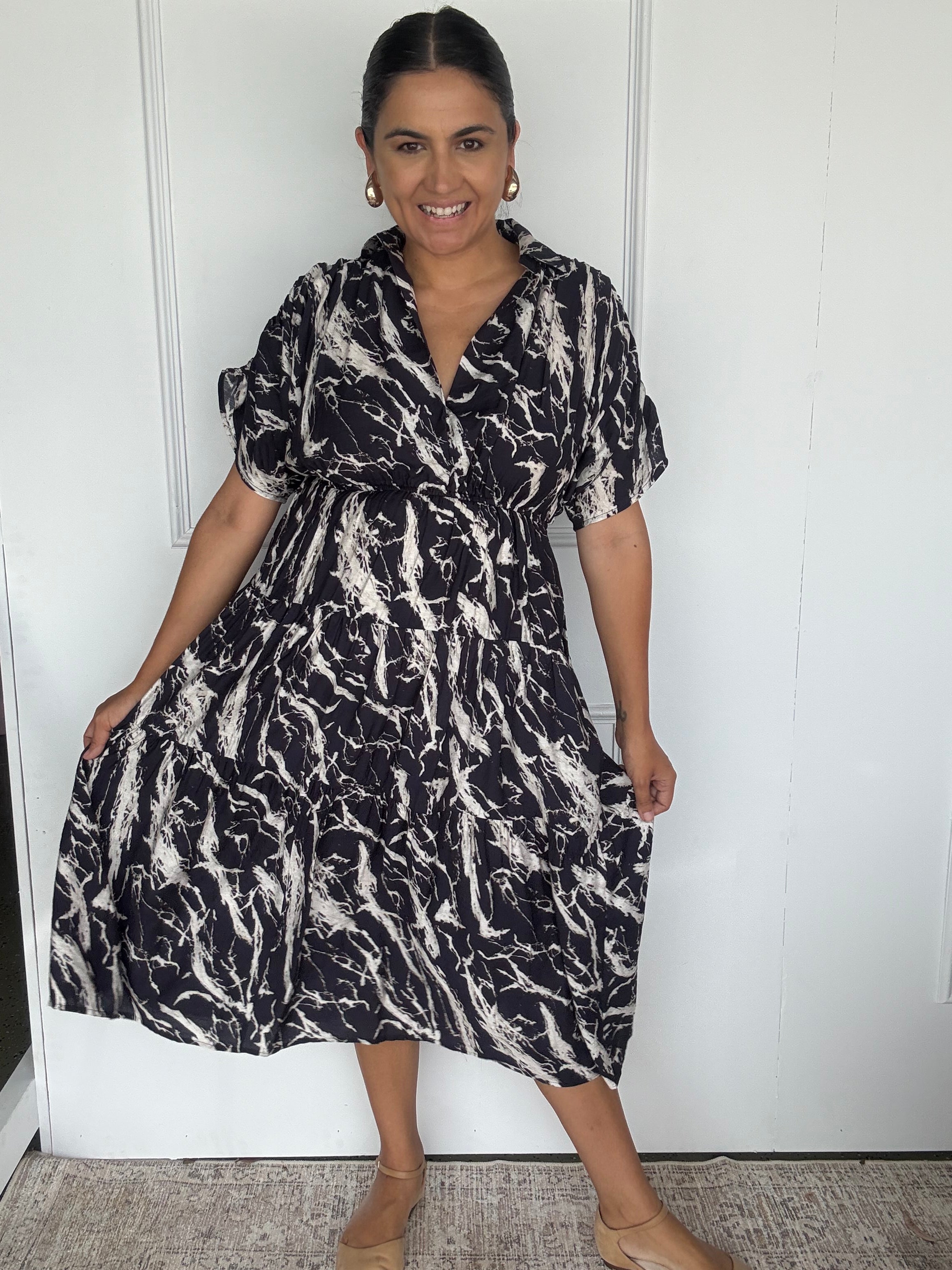 Kirah Dress Navy Marble