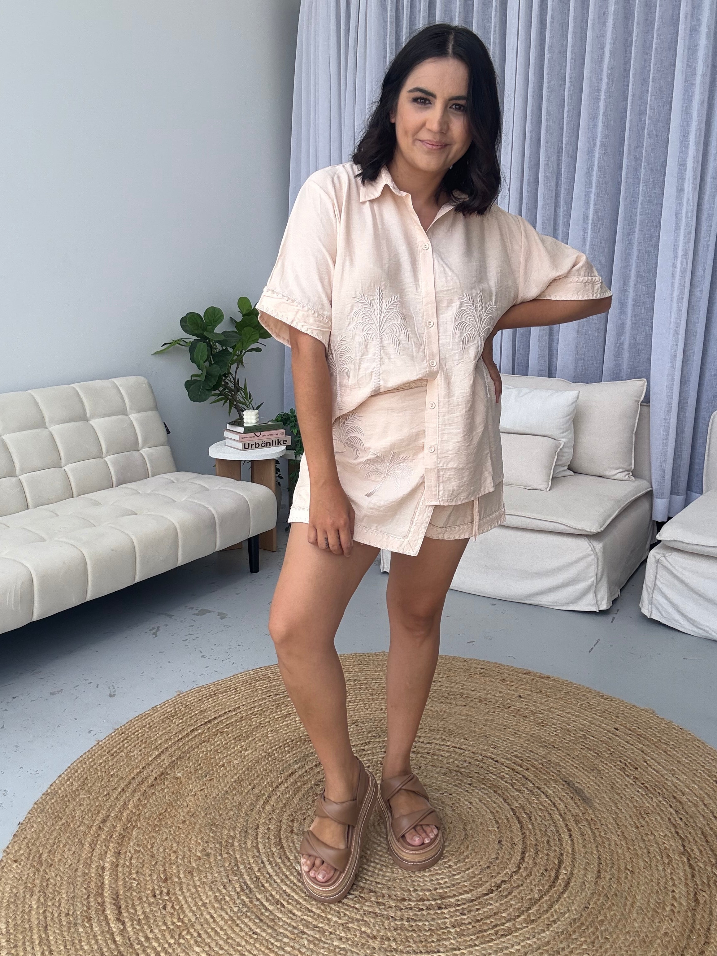 Greer Wrap Shorts (Skort) Sand