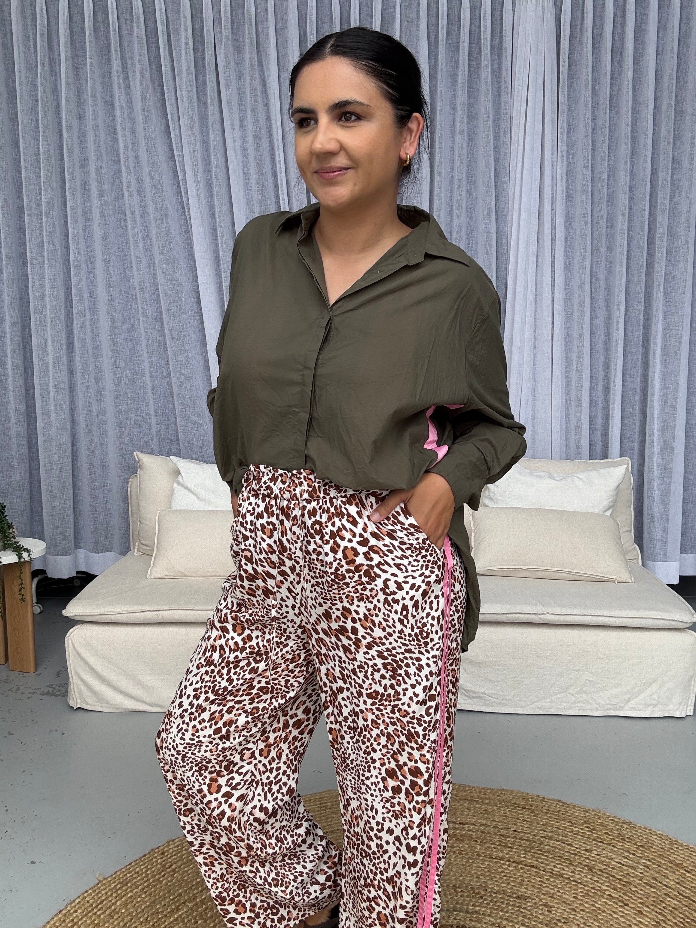 Elodie Shirt Khaki/Pink