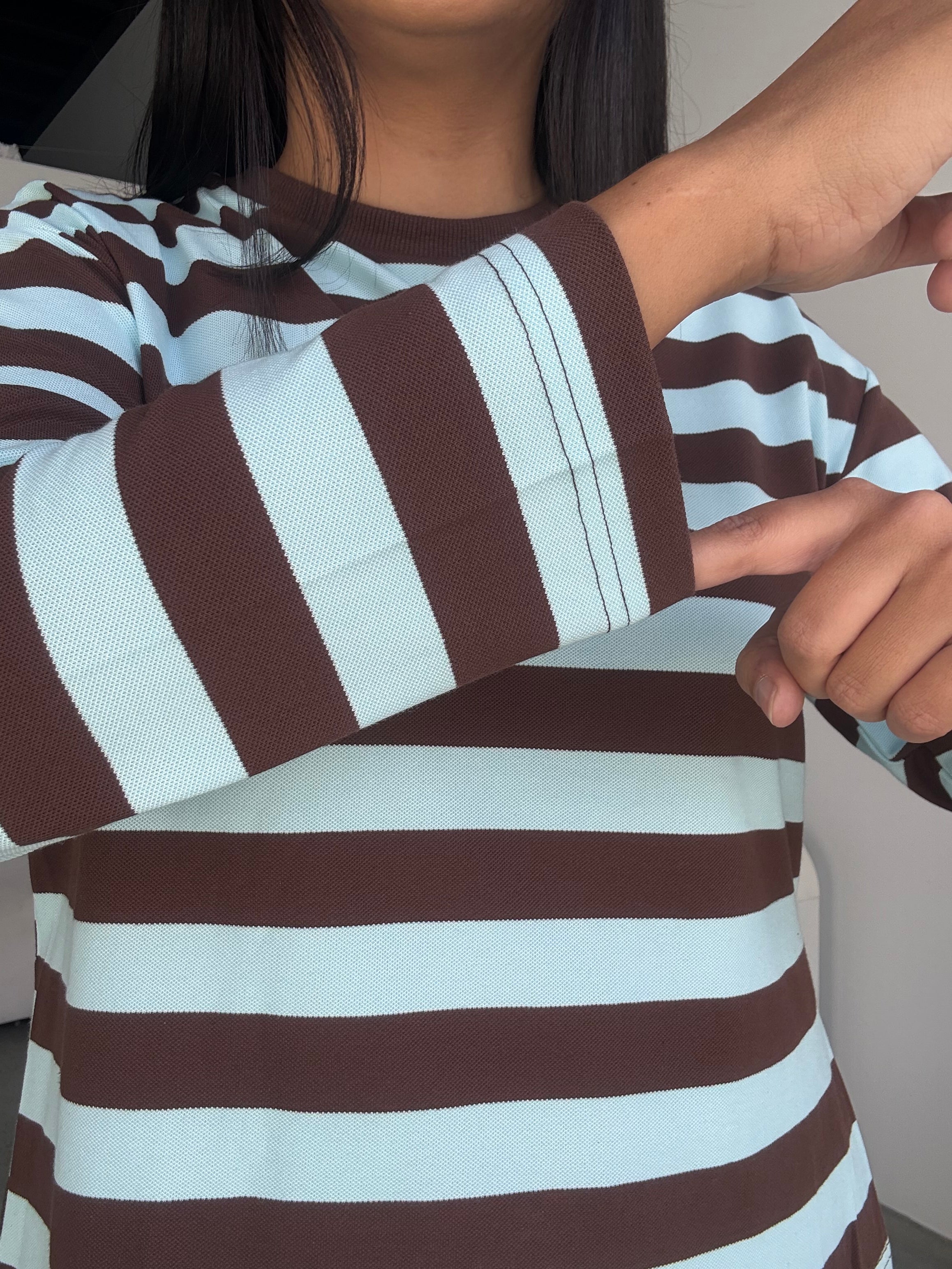 Cassie Long Sleeve Stripe Top Brown/Blue