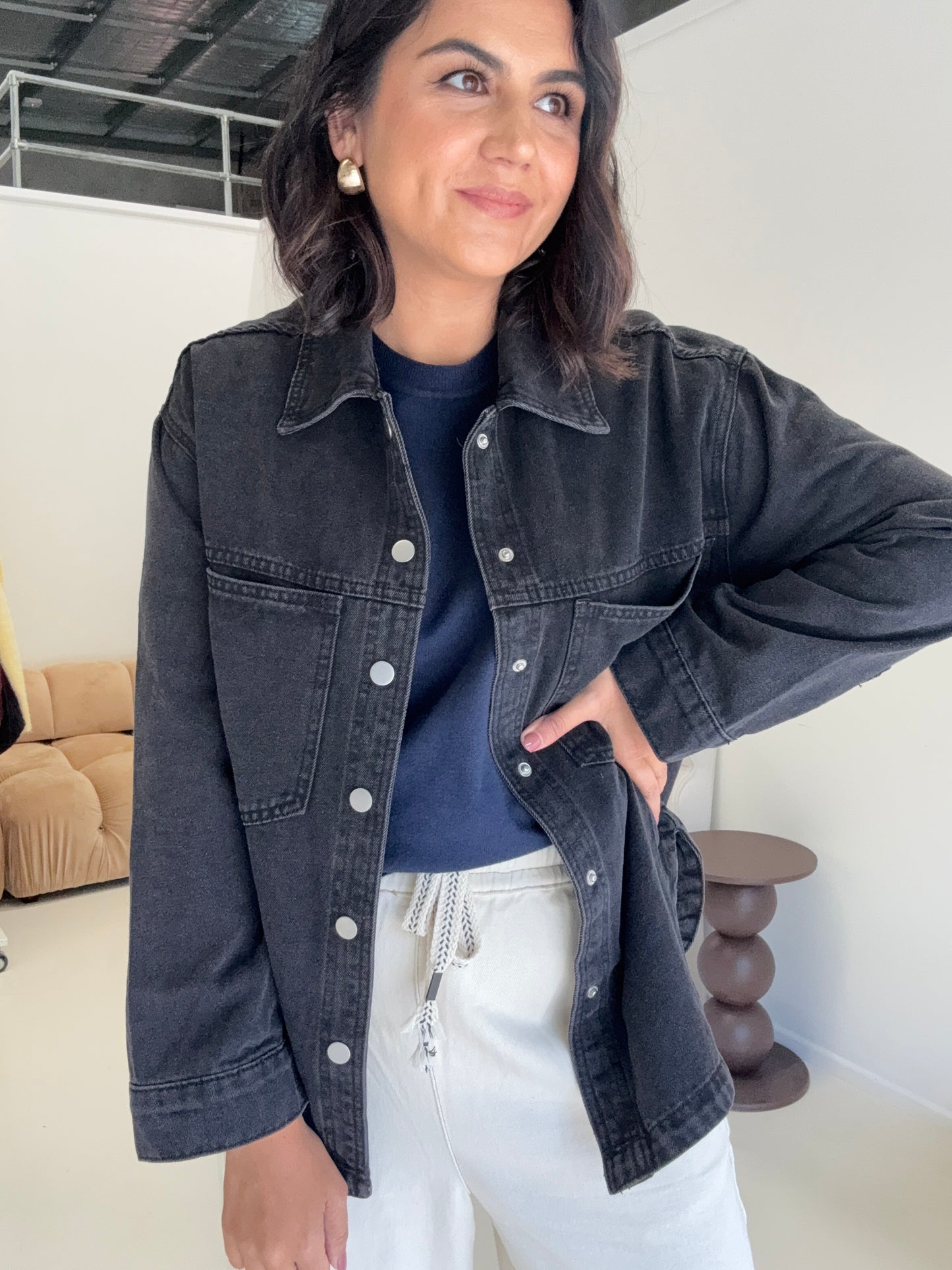 Stella Denim Shacket Black Wash (Charcoal)