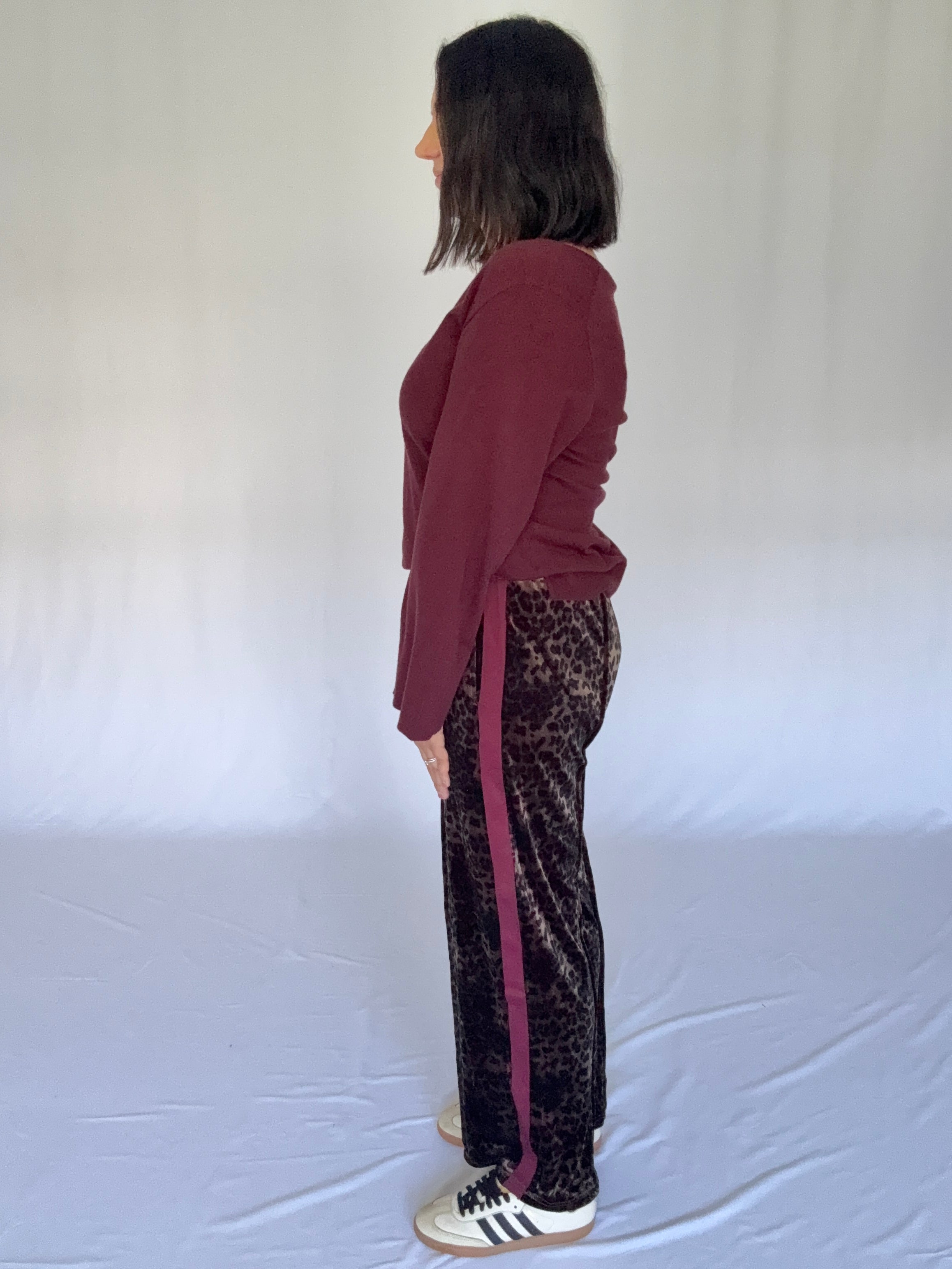 Velvet Leo Pant Burgundy Stripe