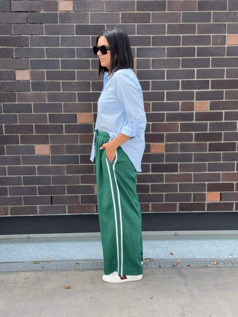 Mendoza Stripe Pants Green PREORDER – whattheteacherwears