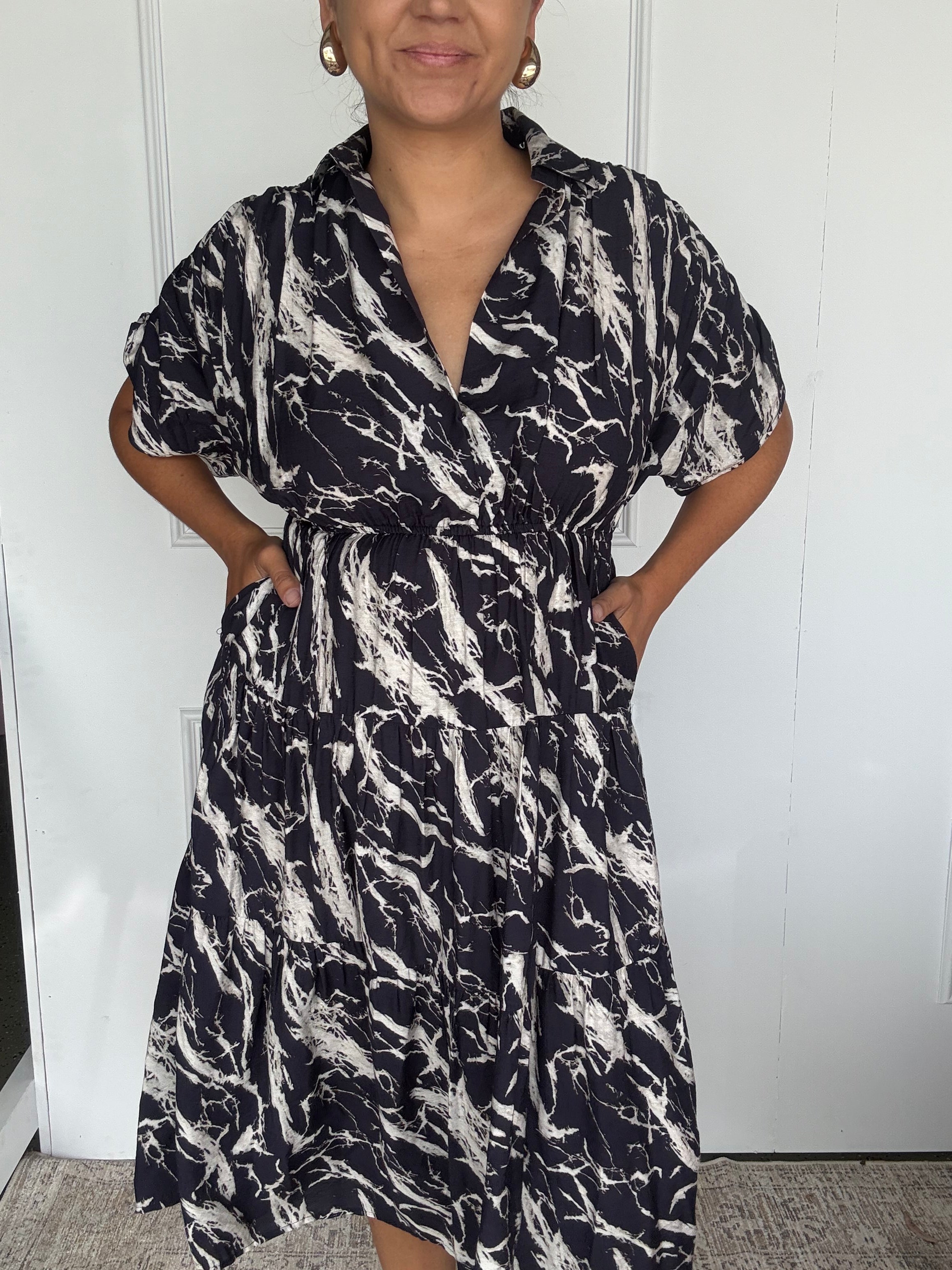 Kirah Dress Navy Marble