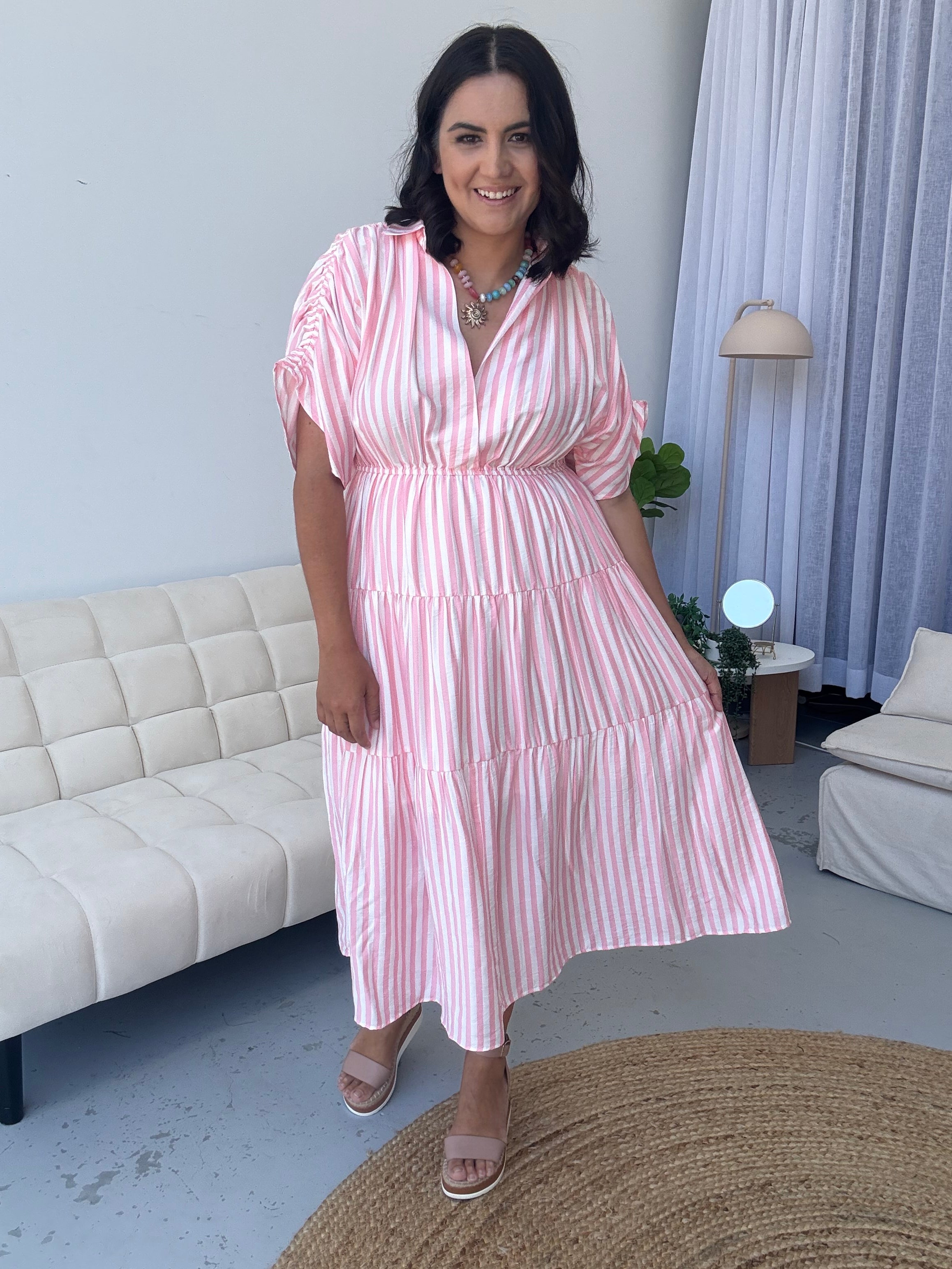 Kirah Dress Pink Stripe