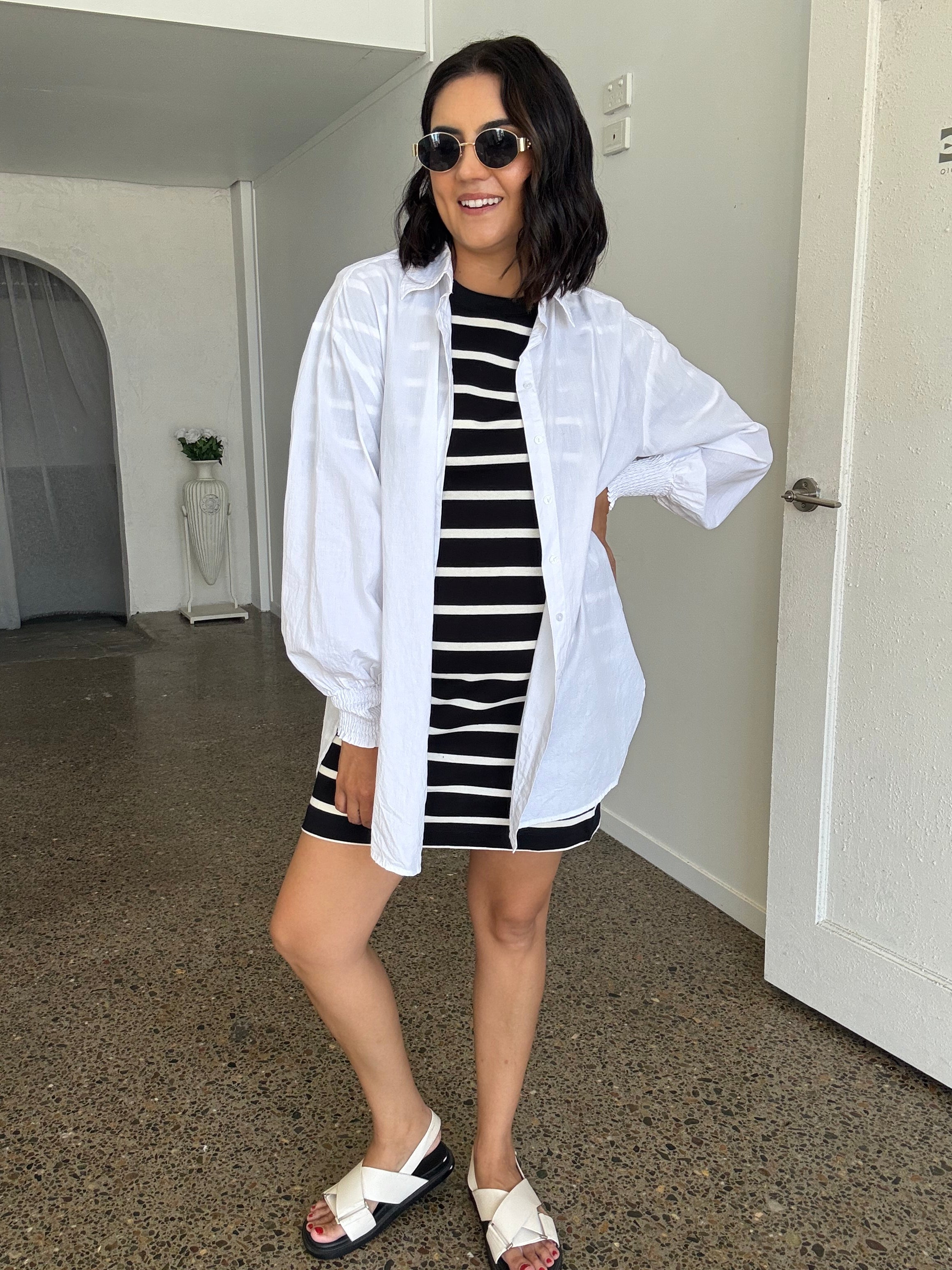 Cotton Stripe T-shirt Mini Dress