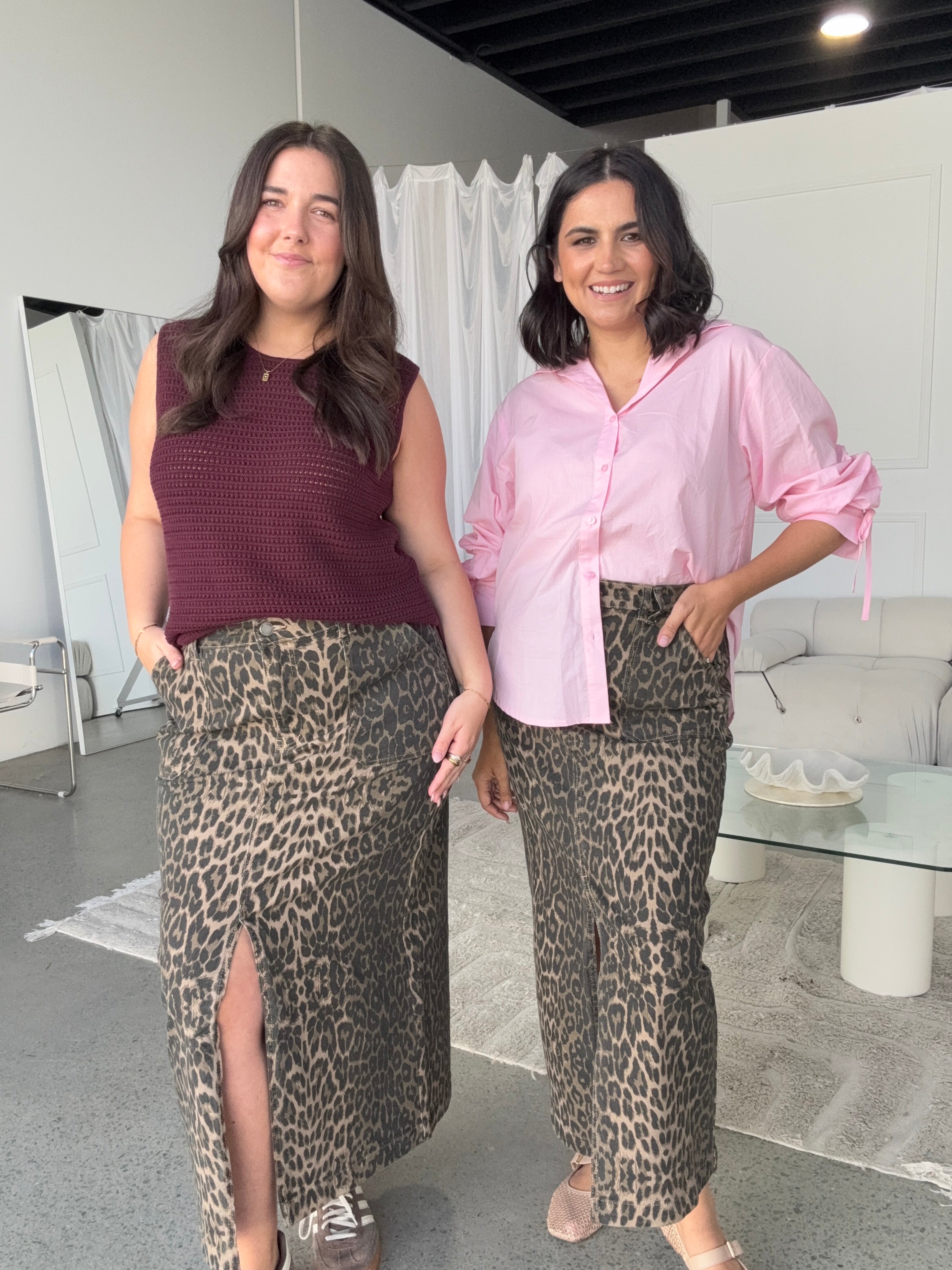 Rikki Leopard Denim Maxi Skirt