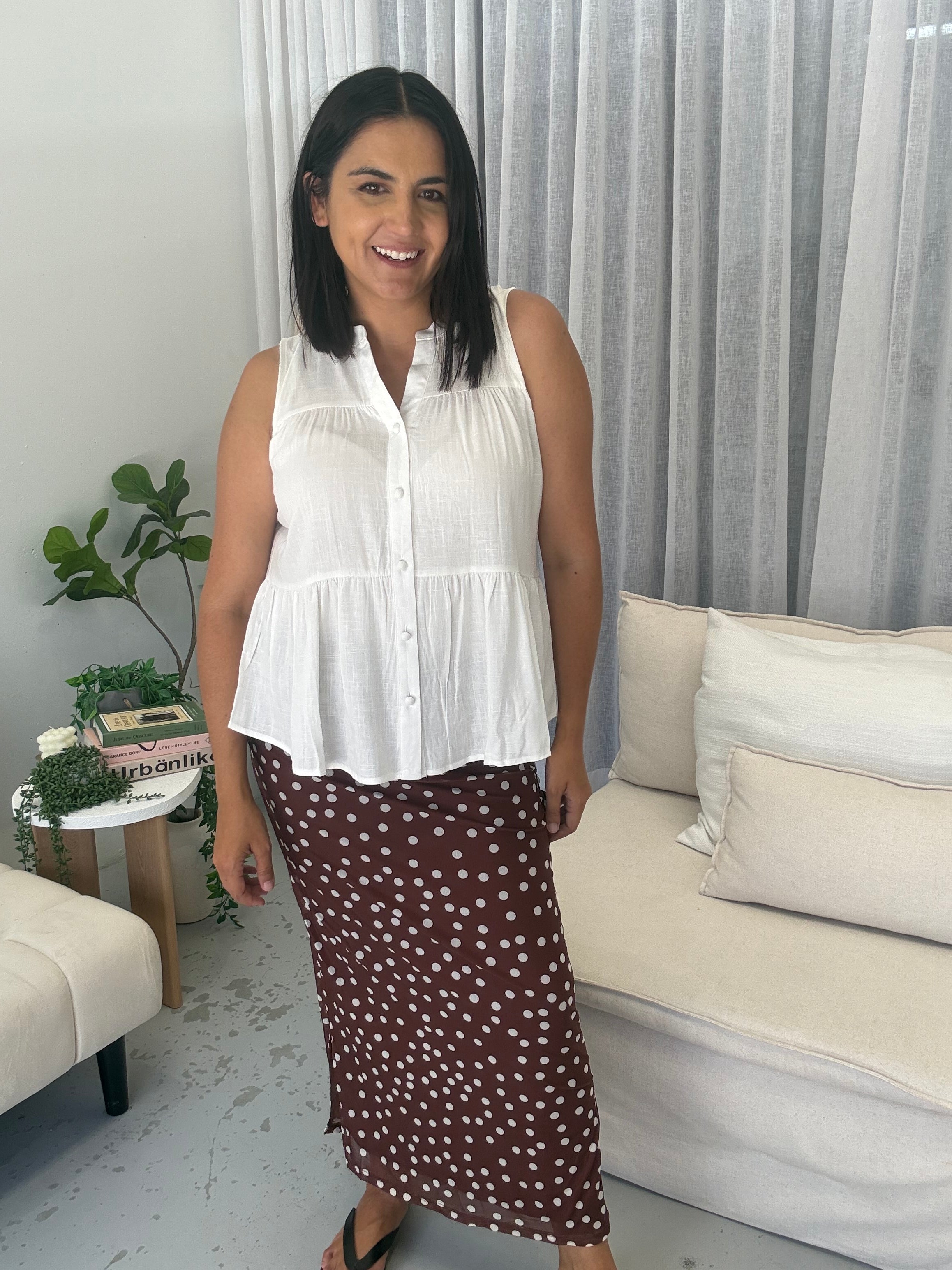 Julie Sleeveless Top White