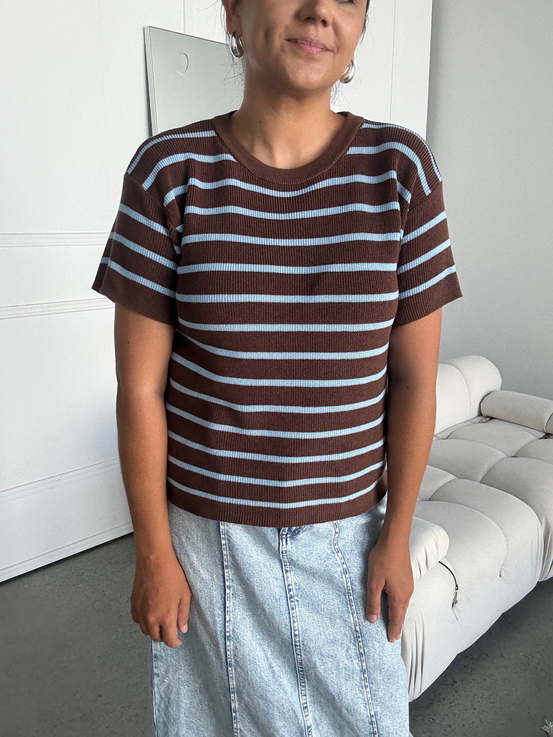 Miller Striped Knit Top Brown/Blue