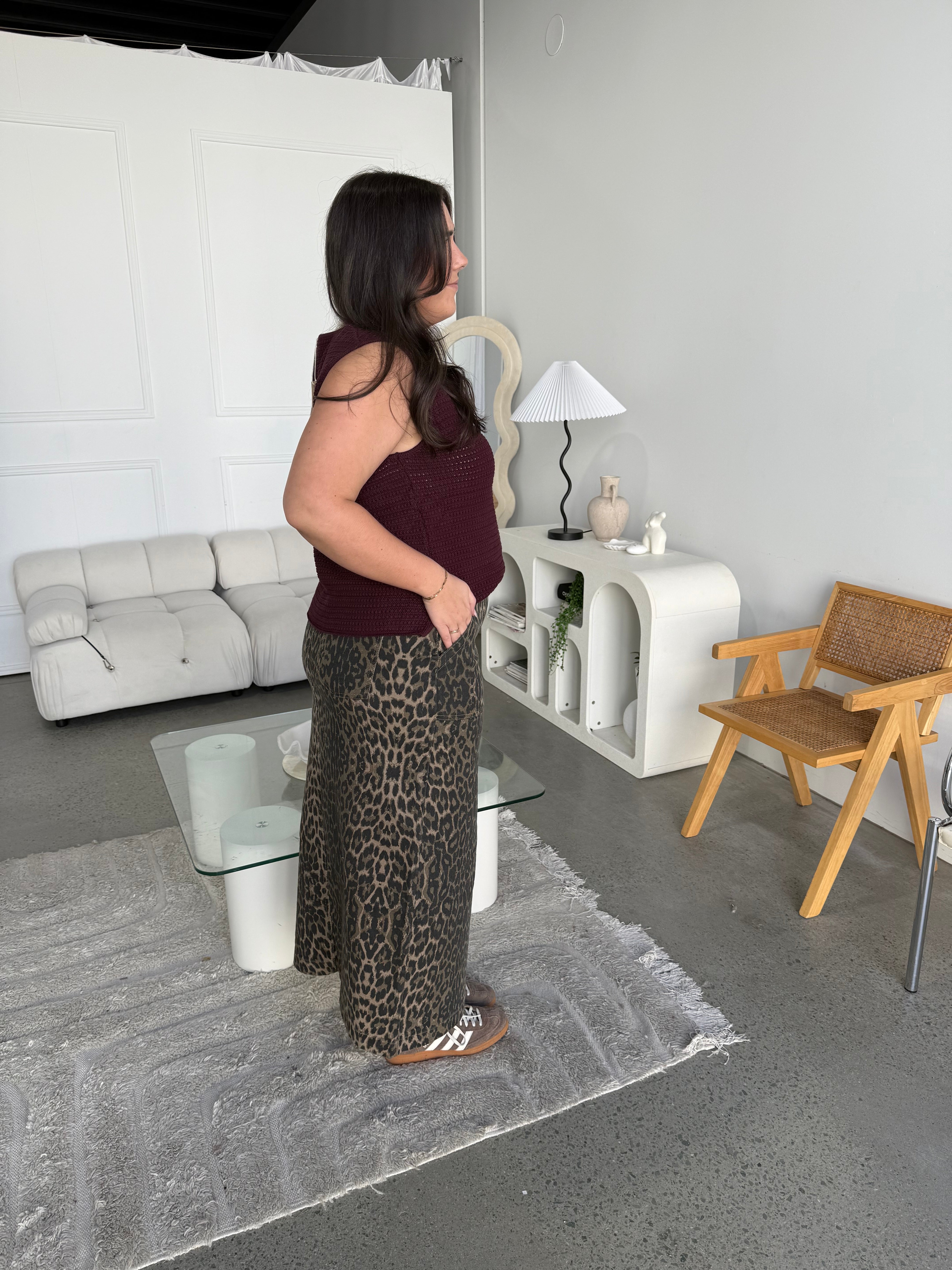 Rikki Leopard Denim Maxi Skirt