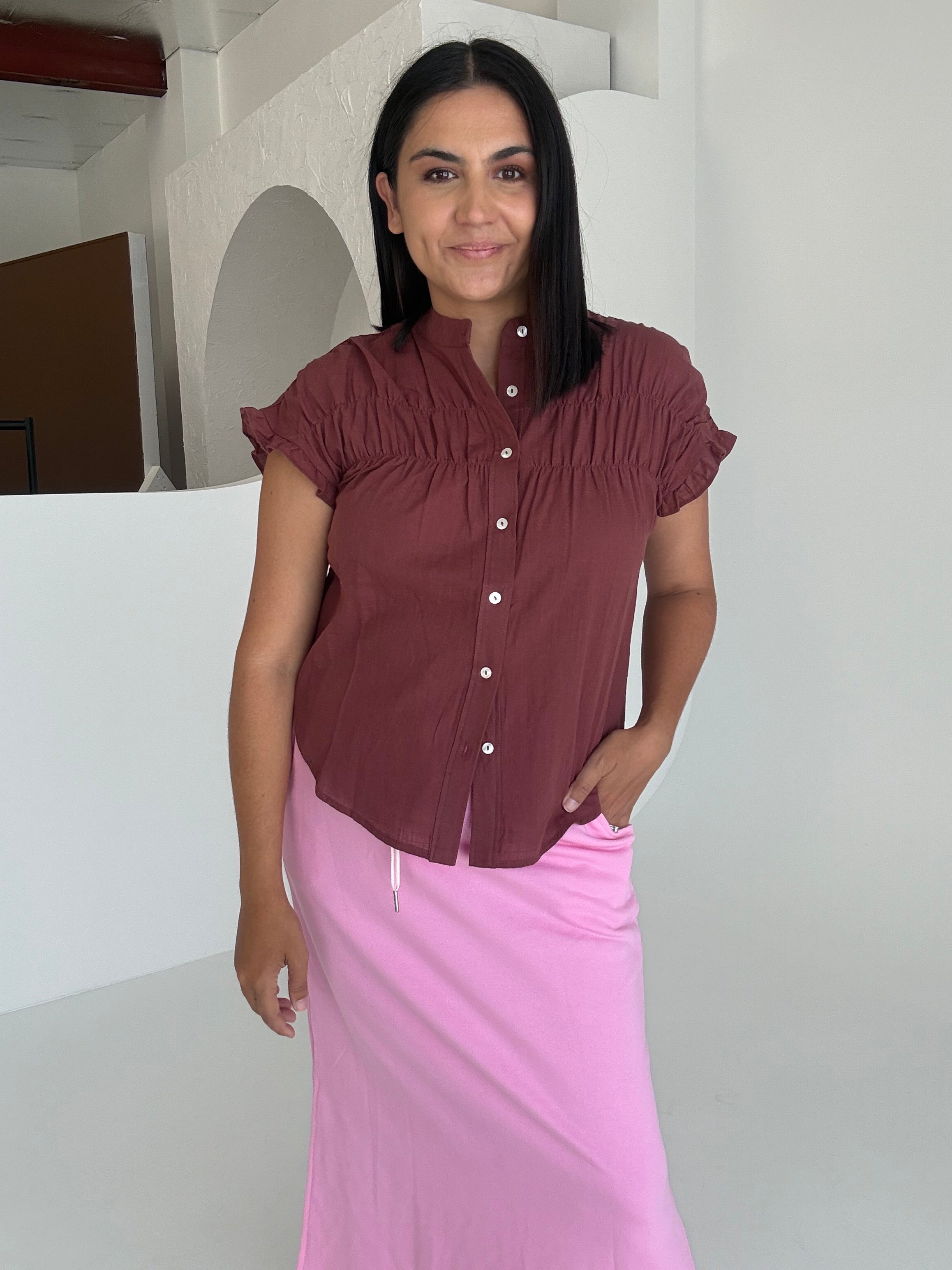 Steffi Cotton Top Brown