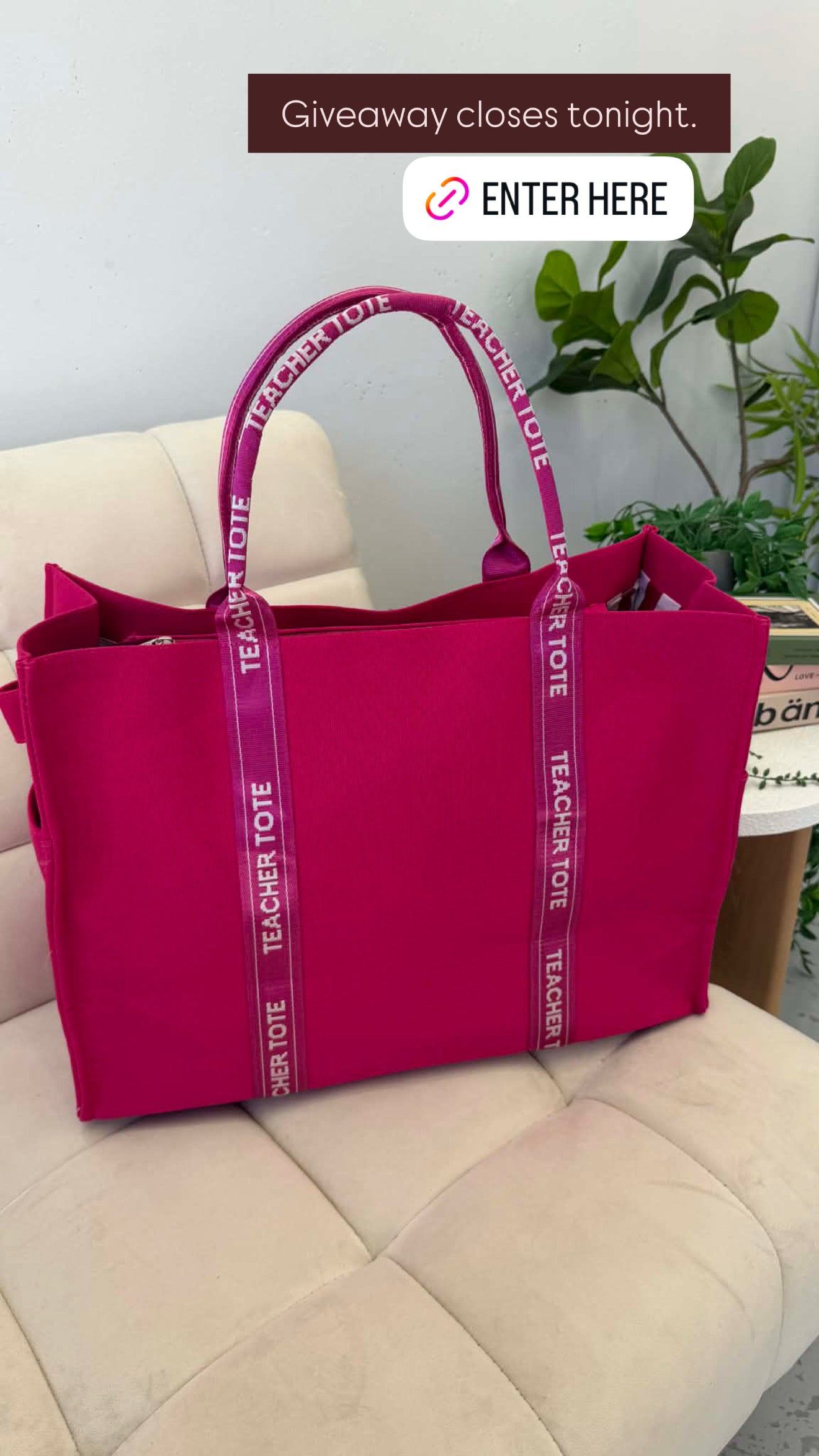 Teacher Tote Hot Pink PREORDER