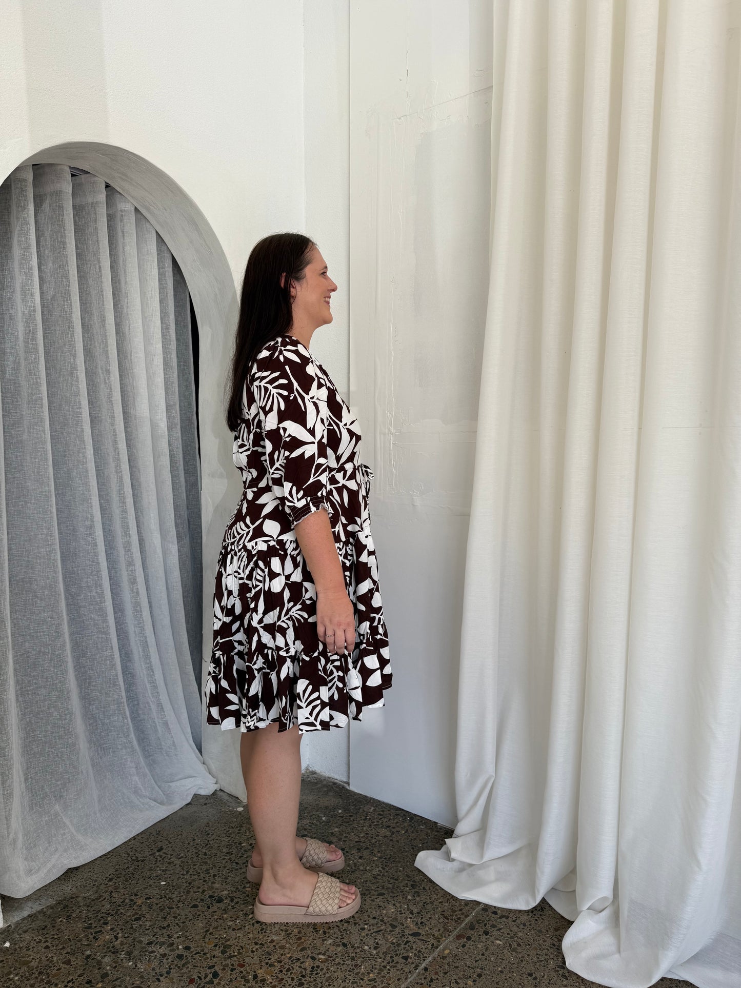 Sophie Floral Dress Chocolate
