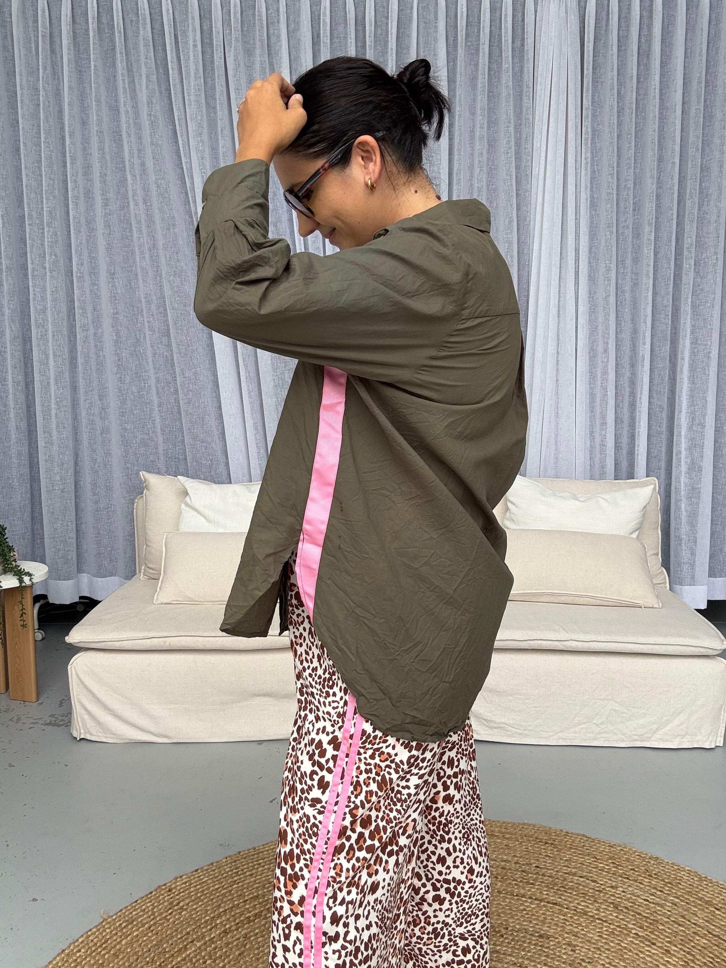 Elodie Shirt Khaki/Pink