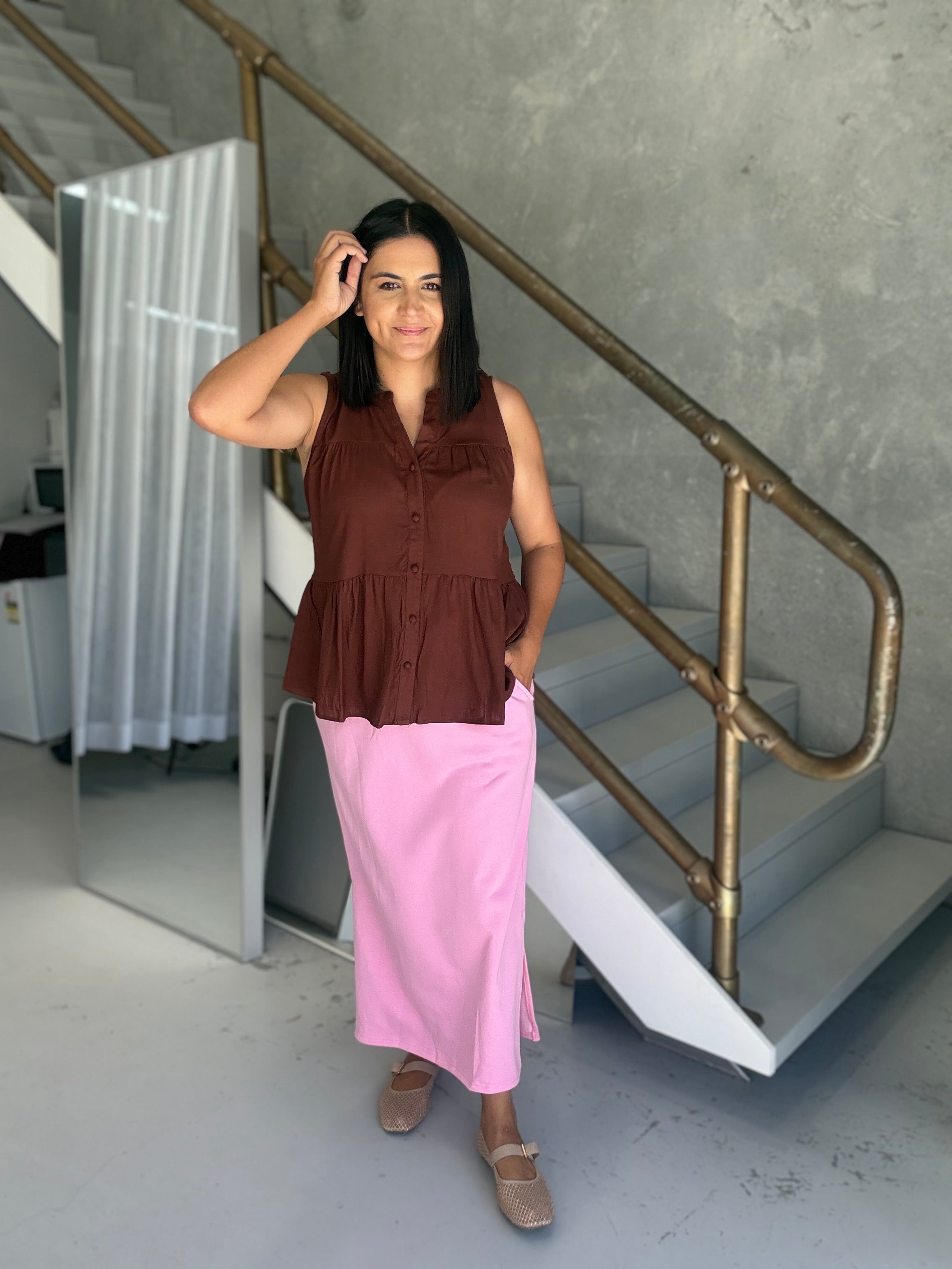 Julie Sleeveless Top Brown