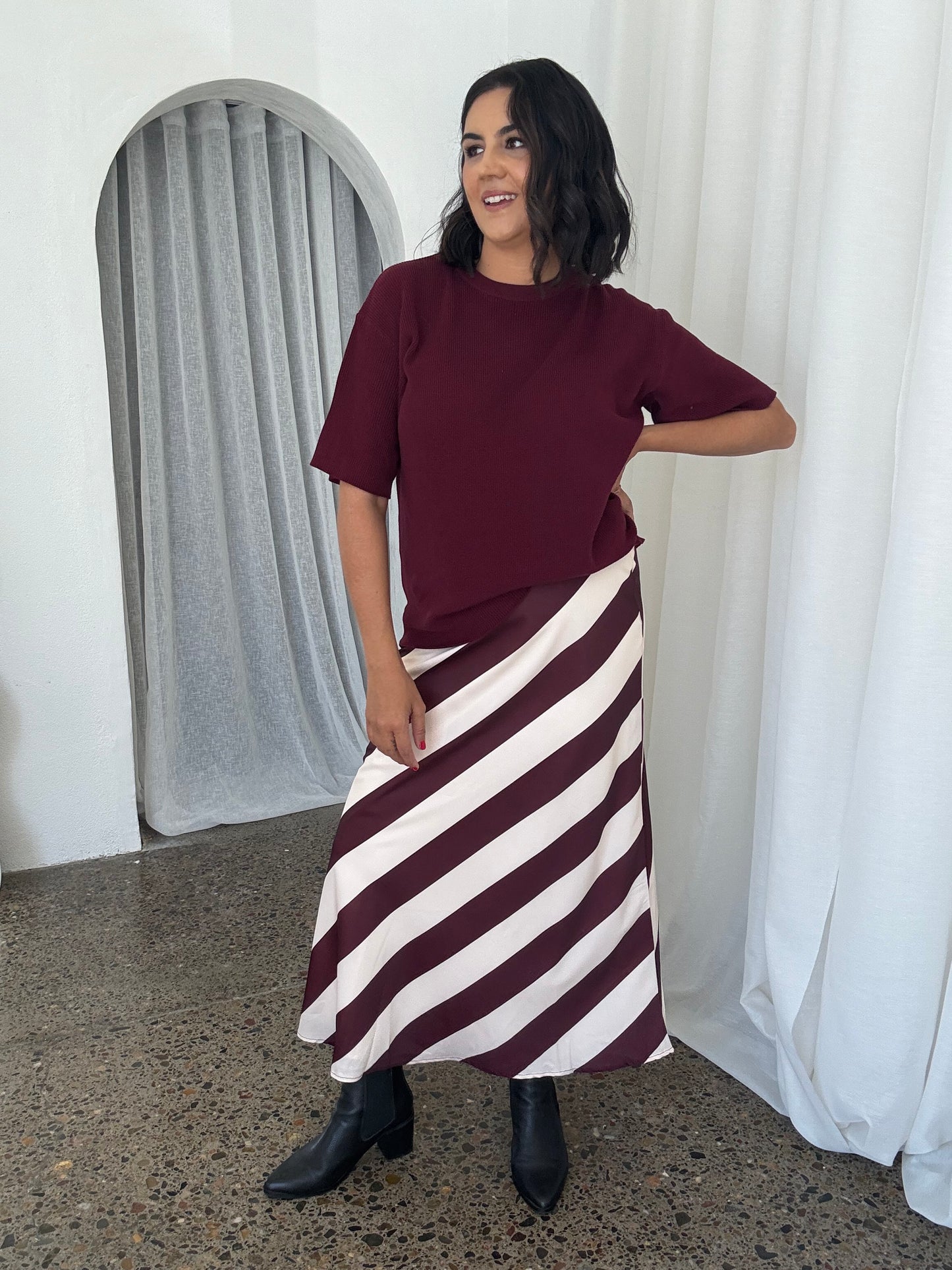 Joey Cotton Knit Top Burgundy