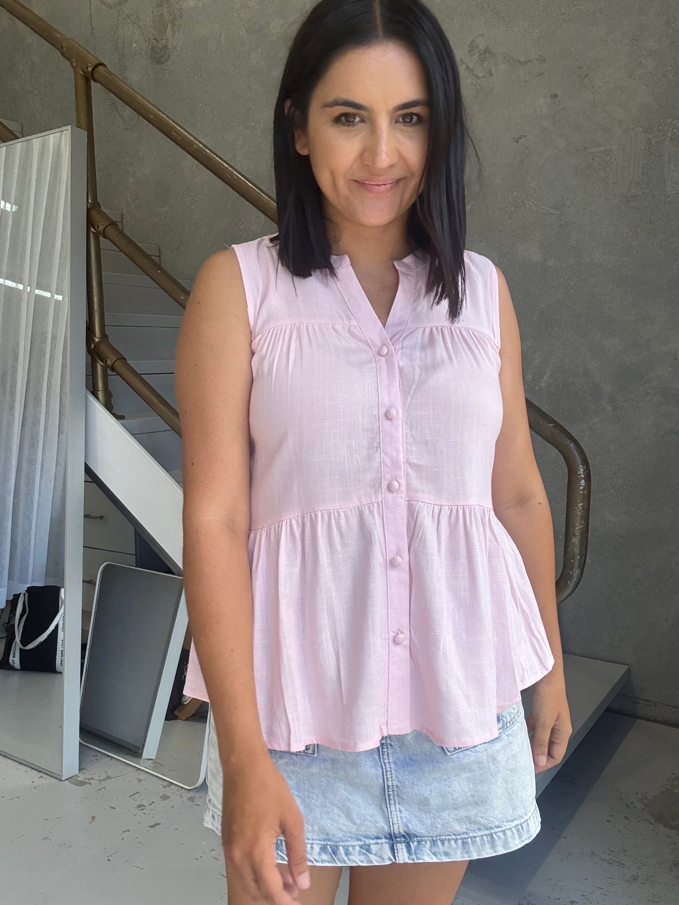 Julie Sleeveless Top Baby Pink