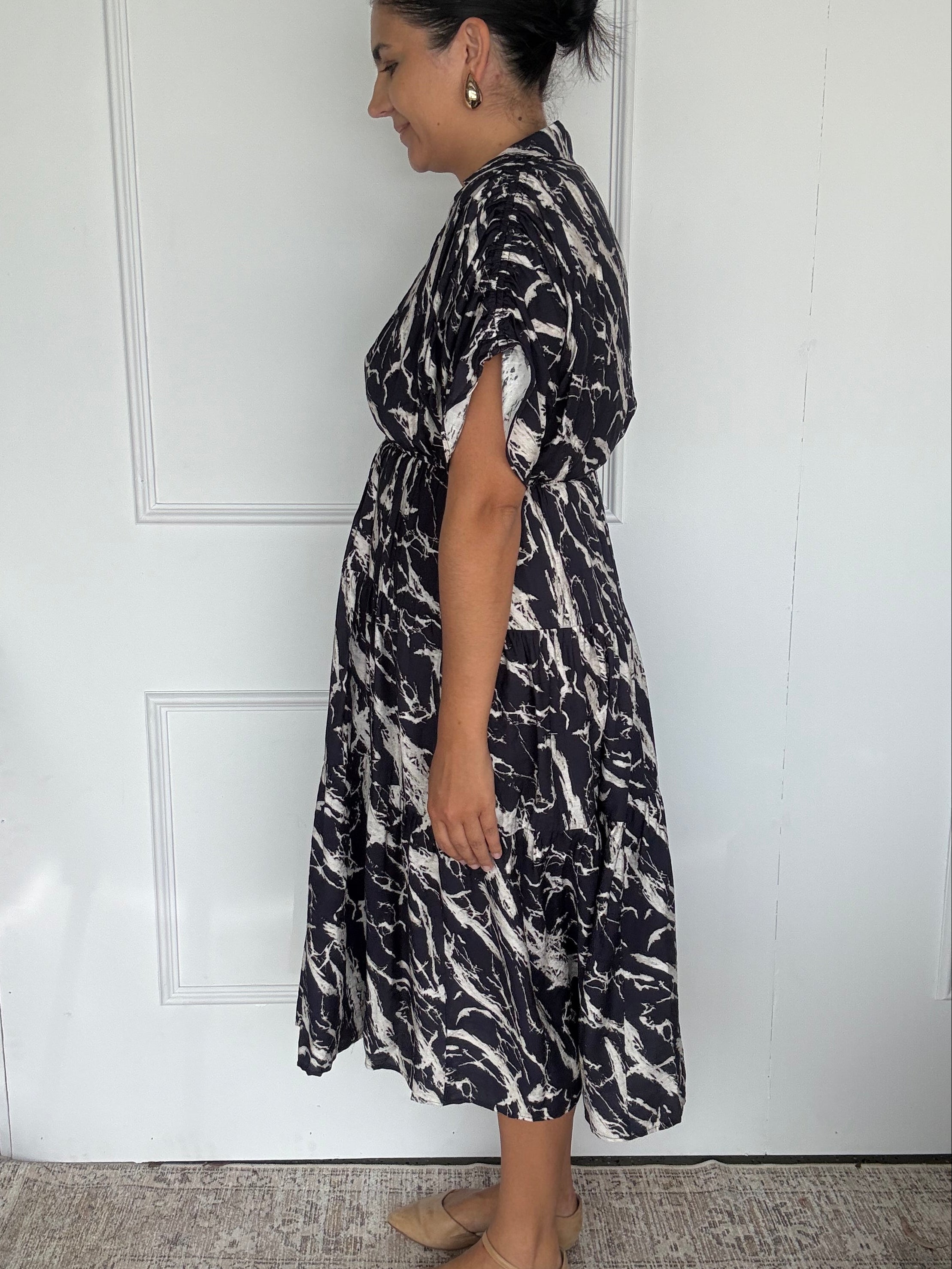 Kirah Dress Navy Marble