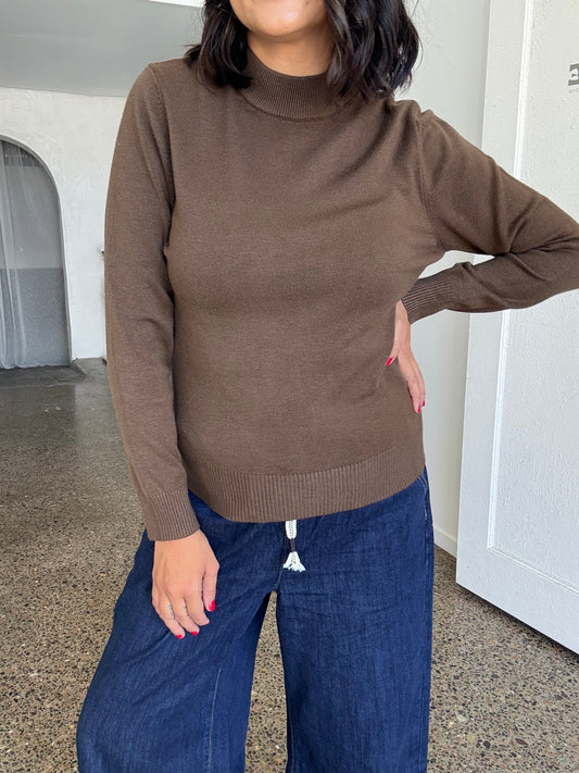 Petunia Turtle Neck Knit Pullover Chocolate