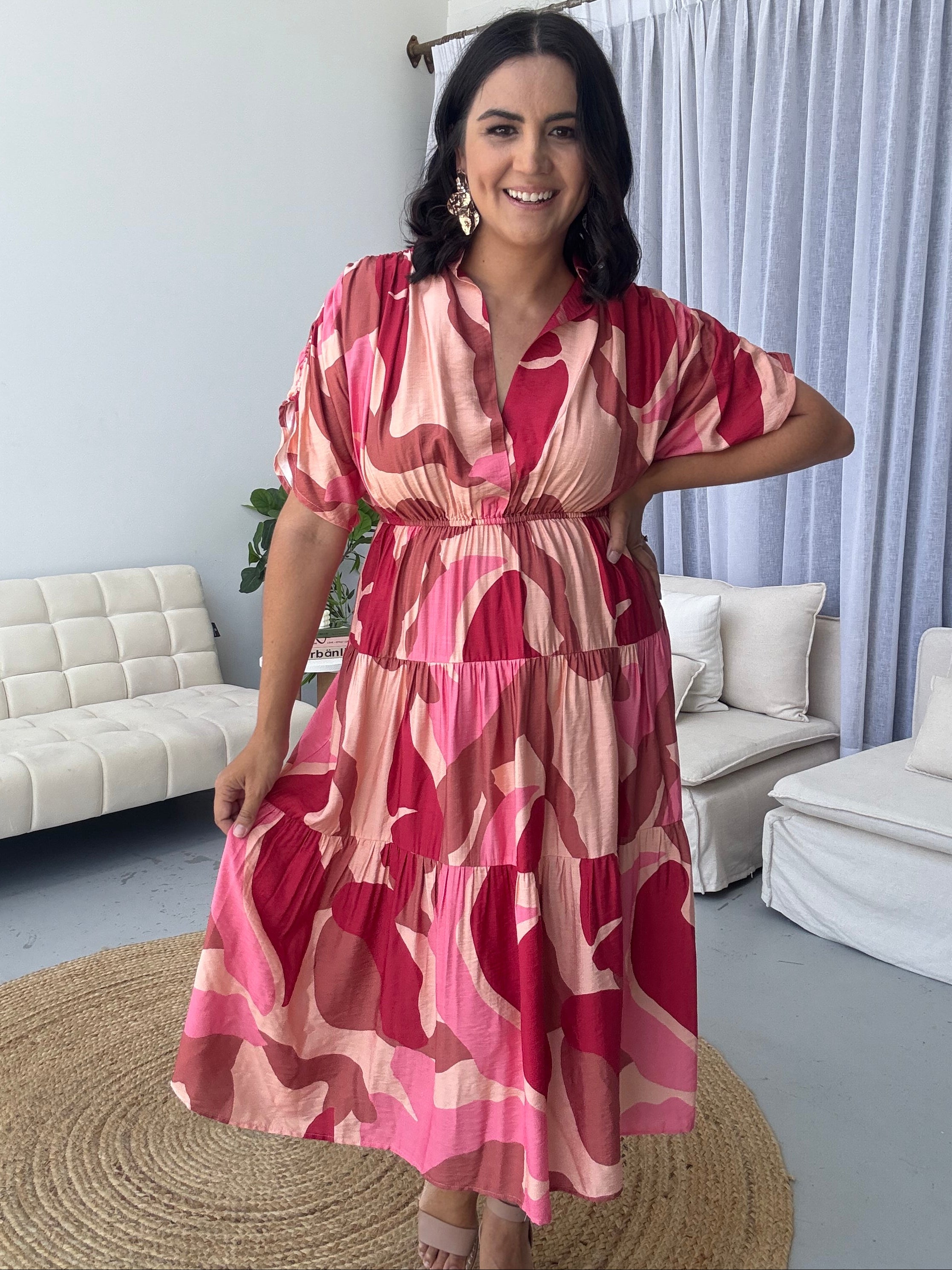 Kirah Dress Abstract Pink