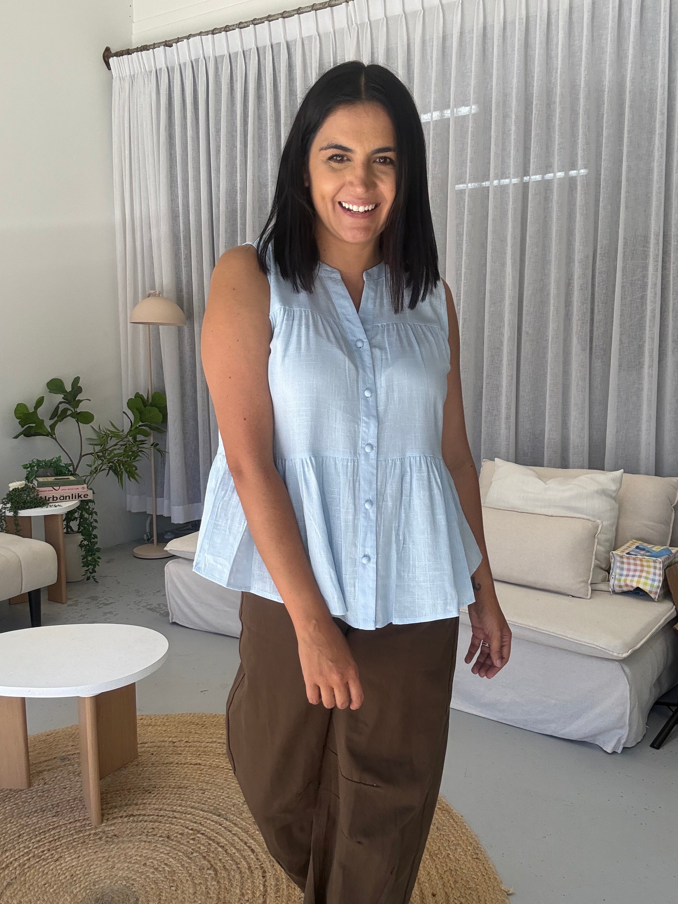 Julie Sleeveless Top Baby Blue