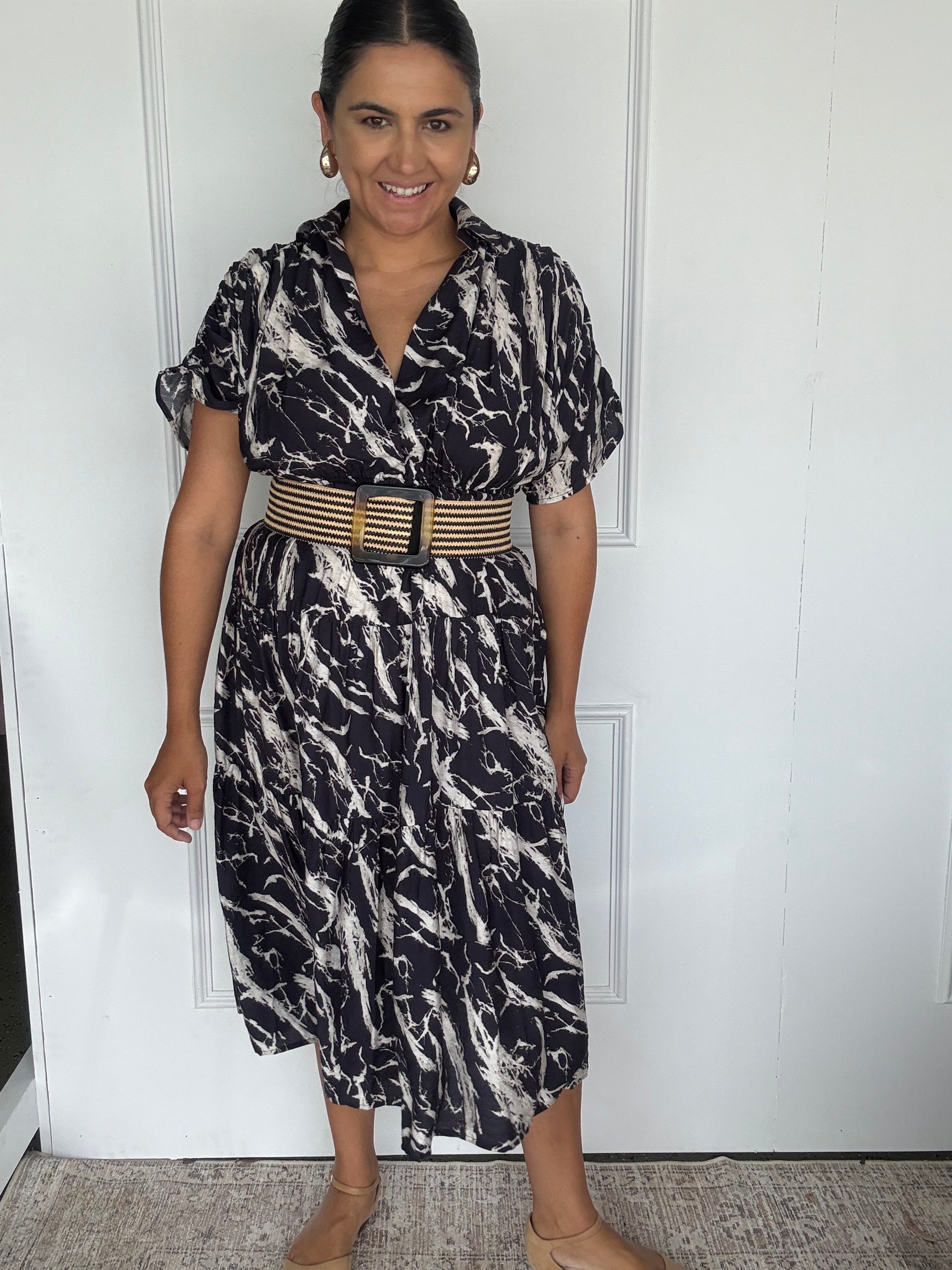 Kirah Dress Navy Marble