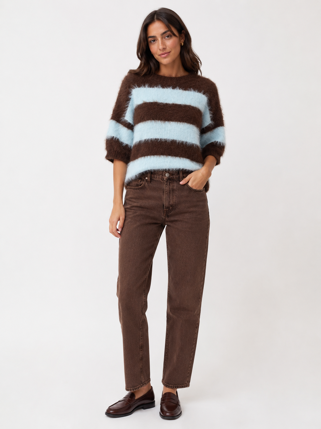 Blue/Brown Fluffy Knit
