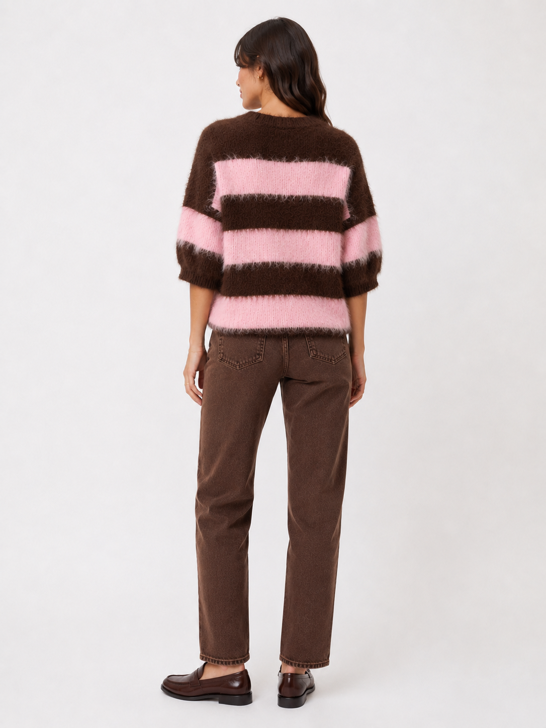 Pink/Brown Fluffy Knit