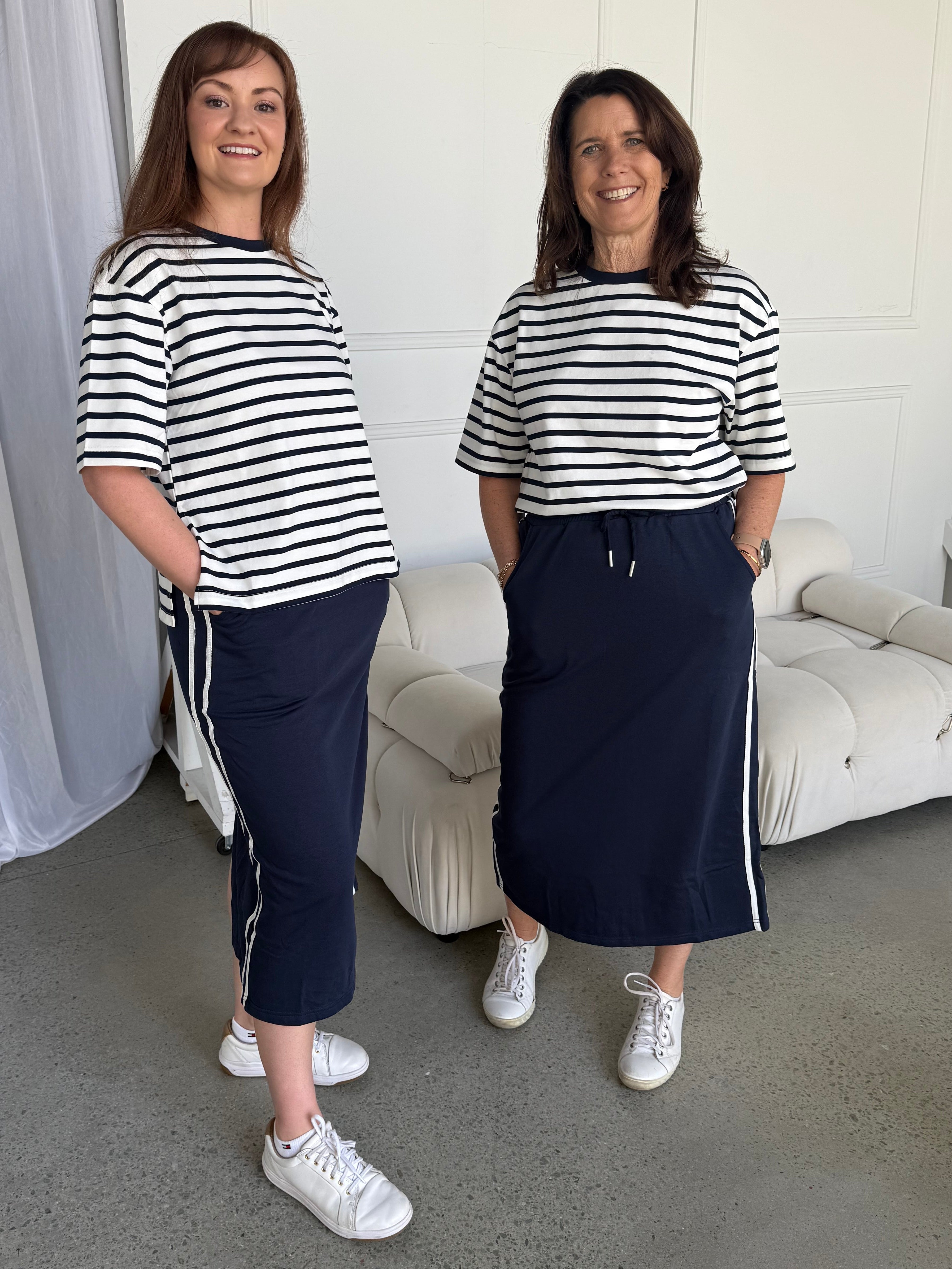 Naomi Stripe Tee Navy/White