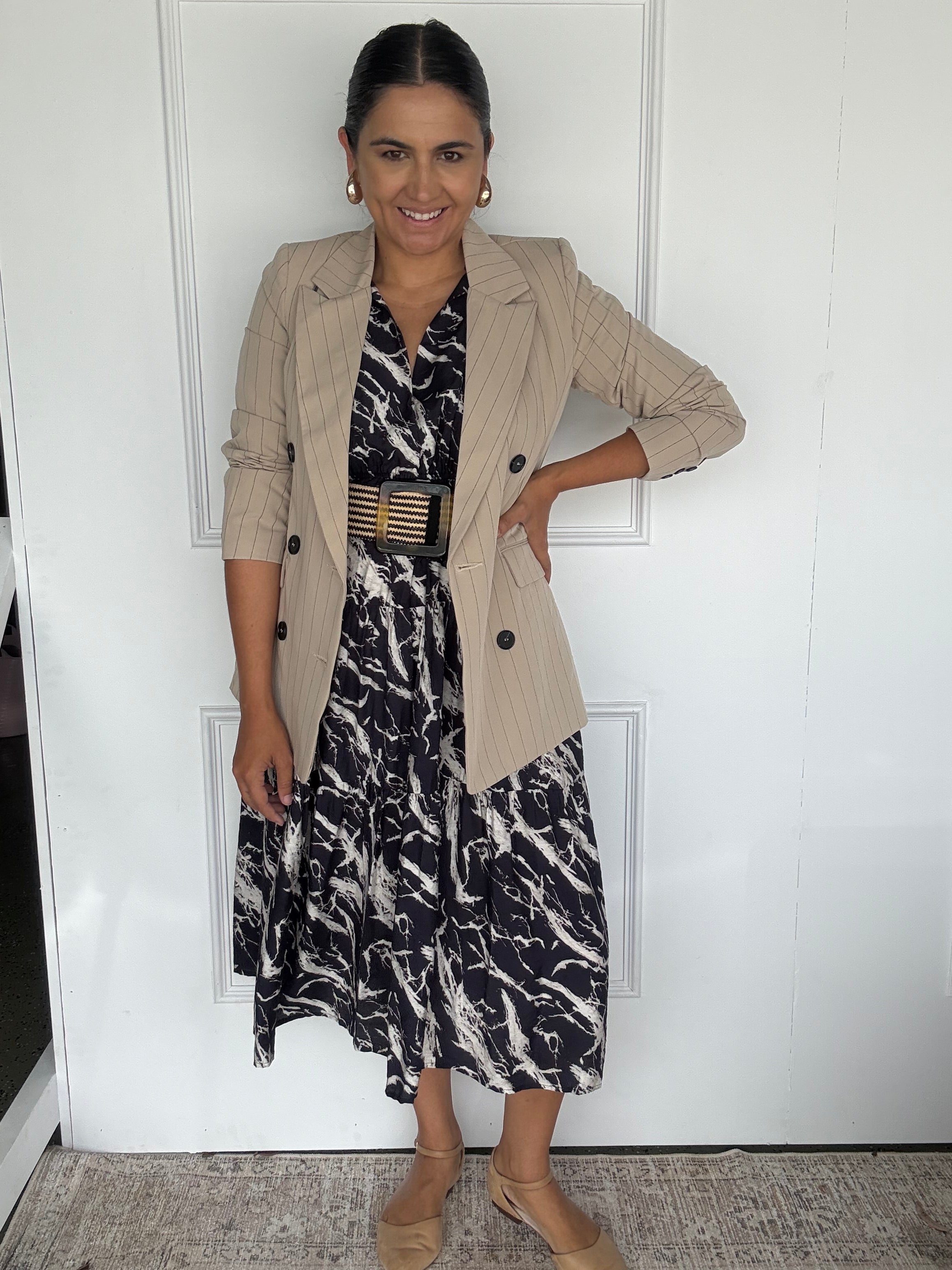 Kirah Dress Navy Marble