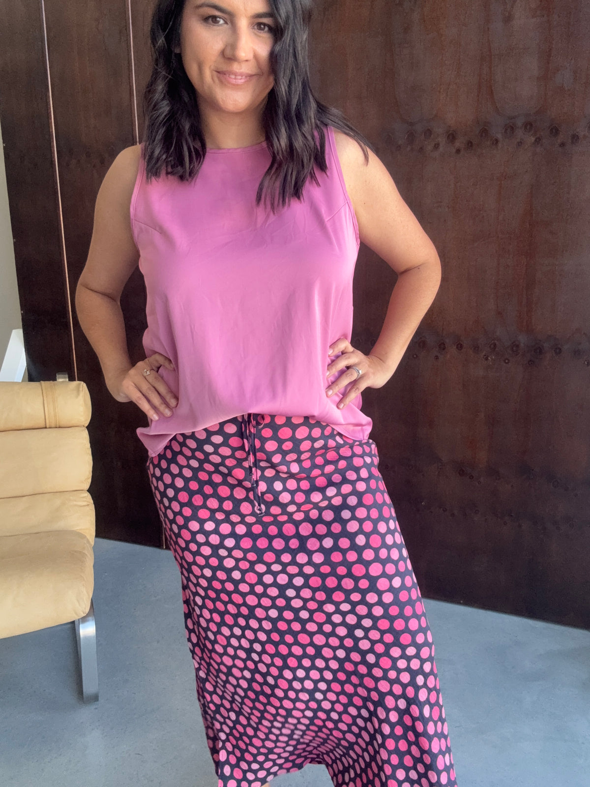 Chloe Bias Cut Skirt Navy Spot
