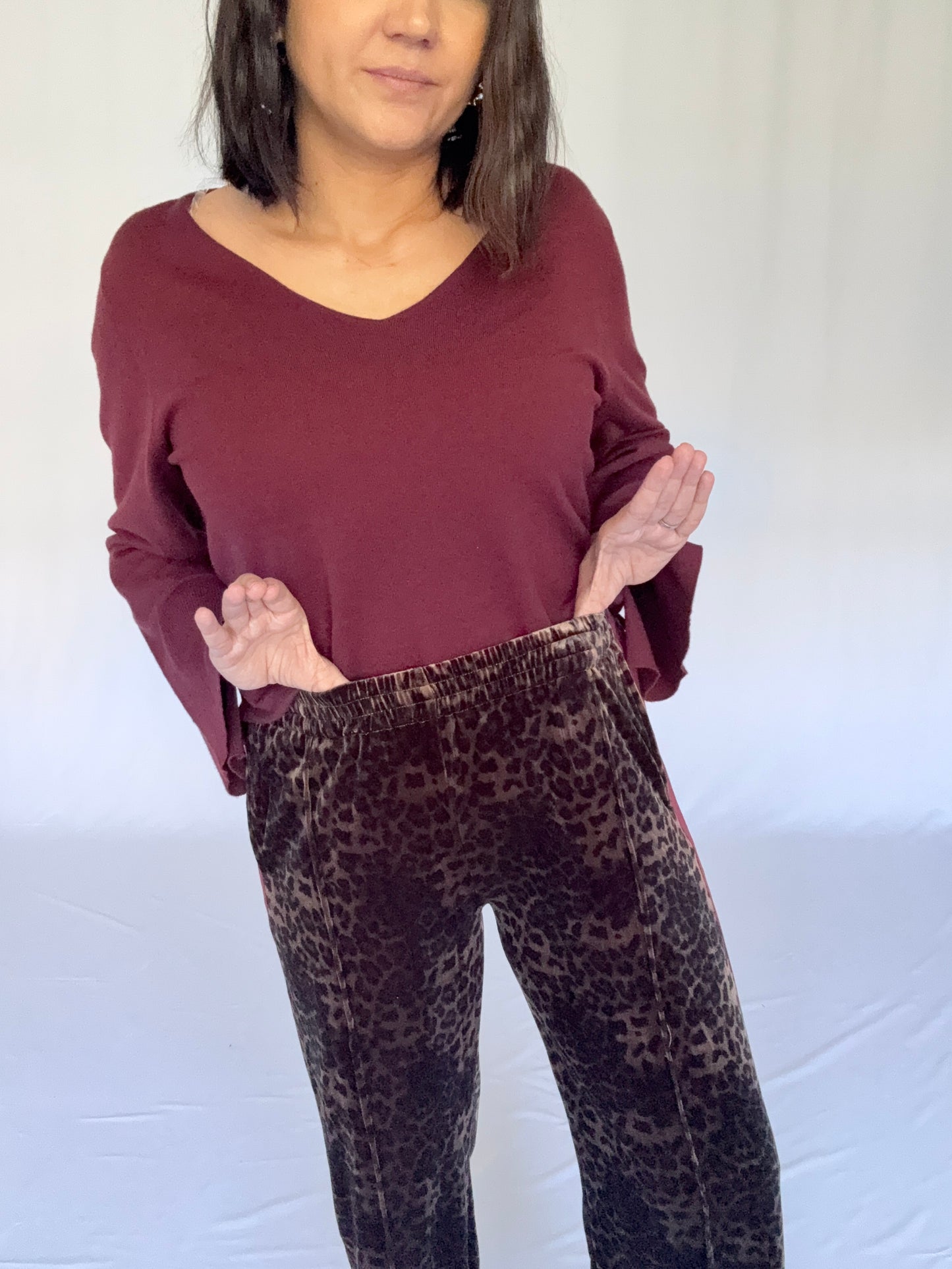 Velvet Leo Pant Burgundy Stripe