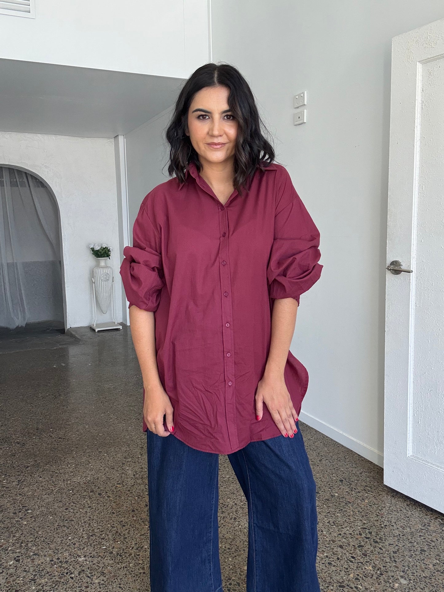 Freya Oversized Tunic/Shirt Burgundy