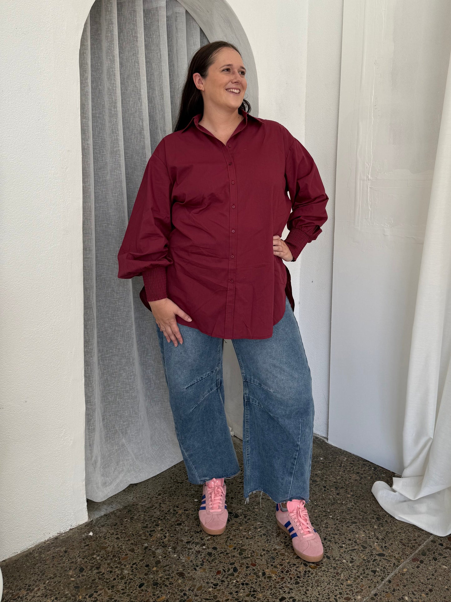 Freya Oversized Tunic/Shirt Burgundy