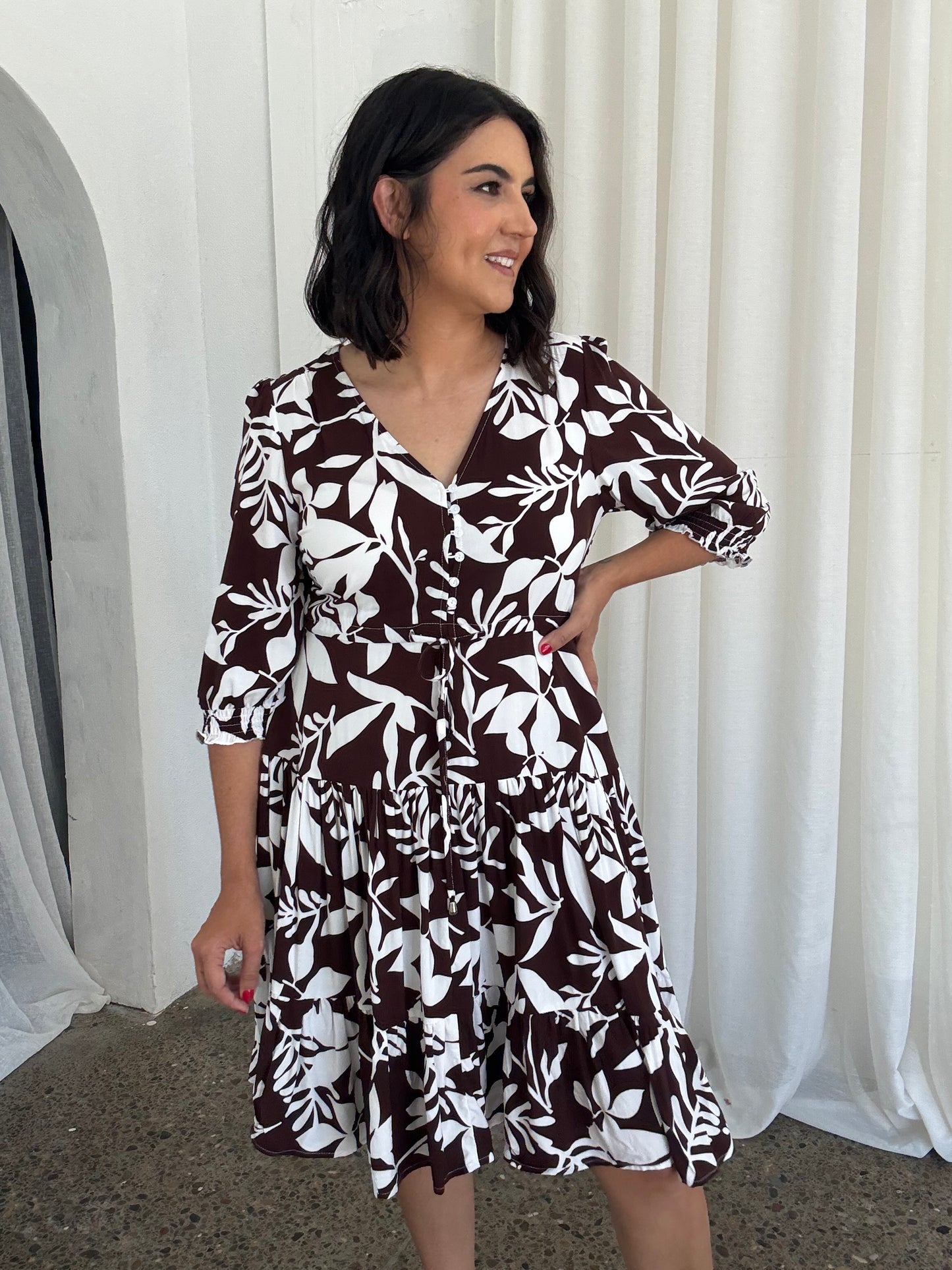 Sophie Floral Dress Chocolate