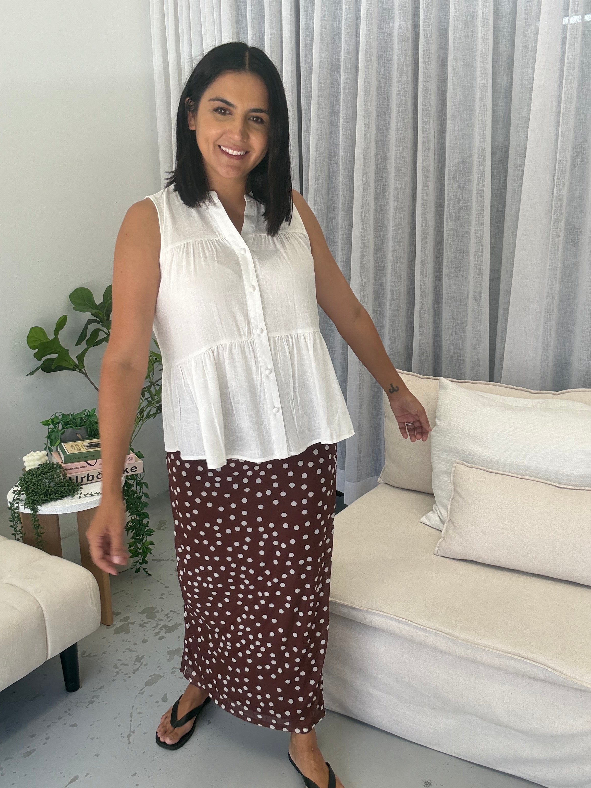 Julie Sleeveless Top White