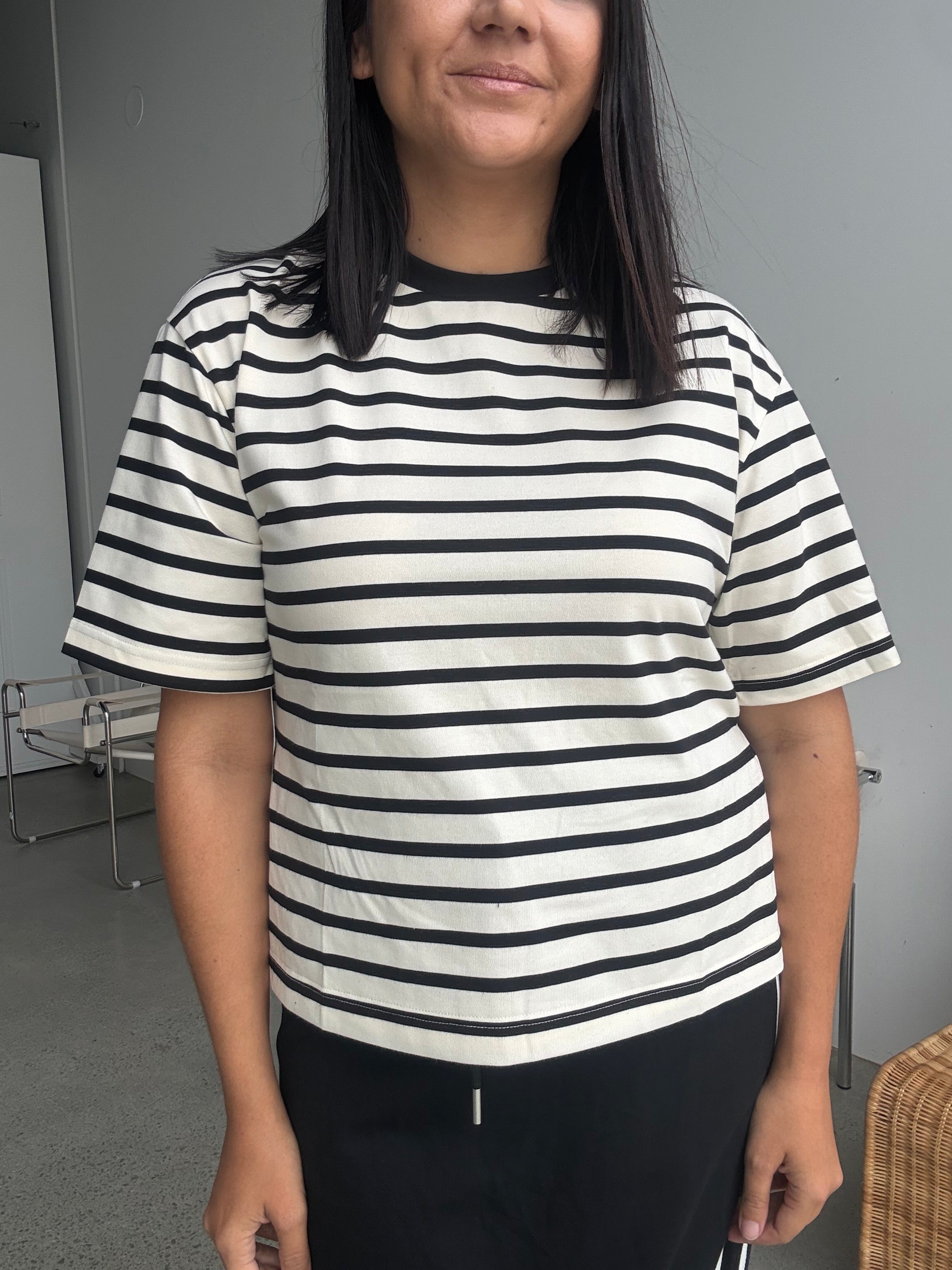 Naomi Stripe Tee Black/Off White