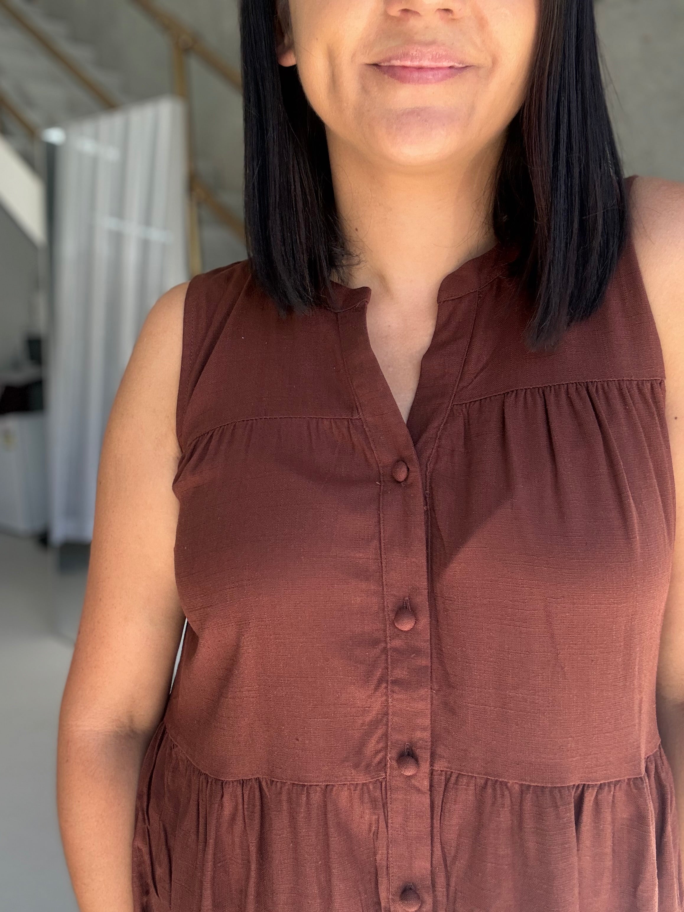 Julie Sleeveless Top Brown