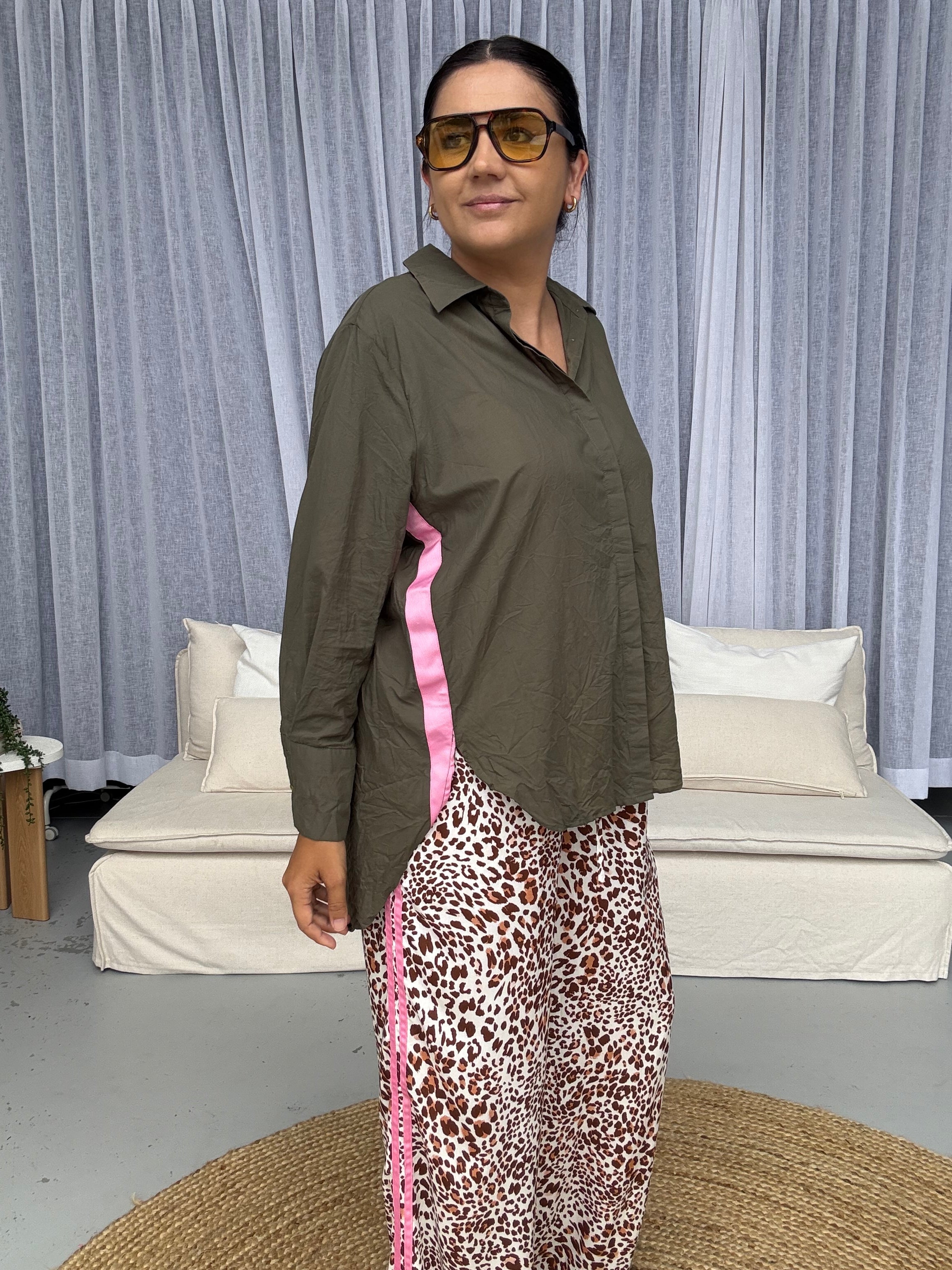 Elodie Shirt Khaki/Pink