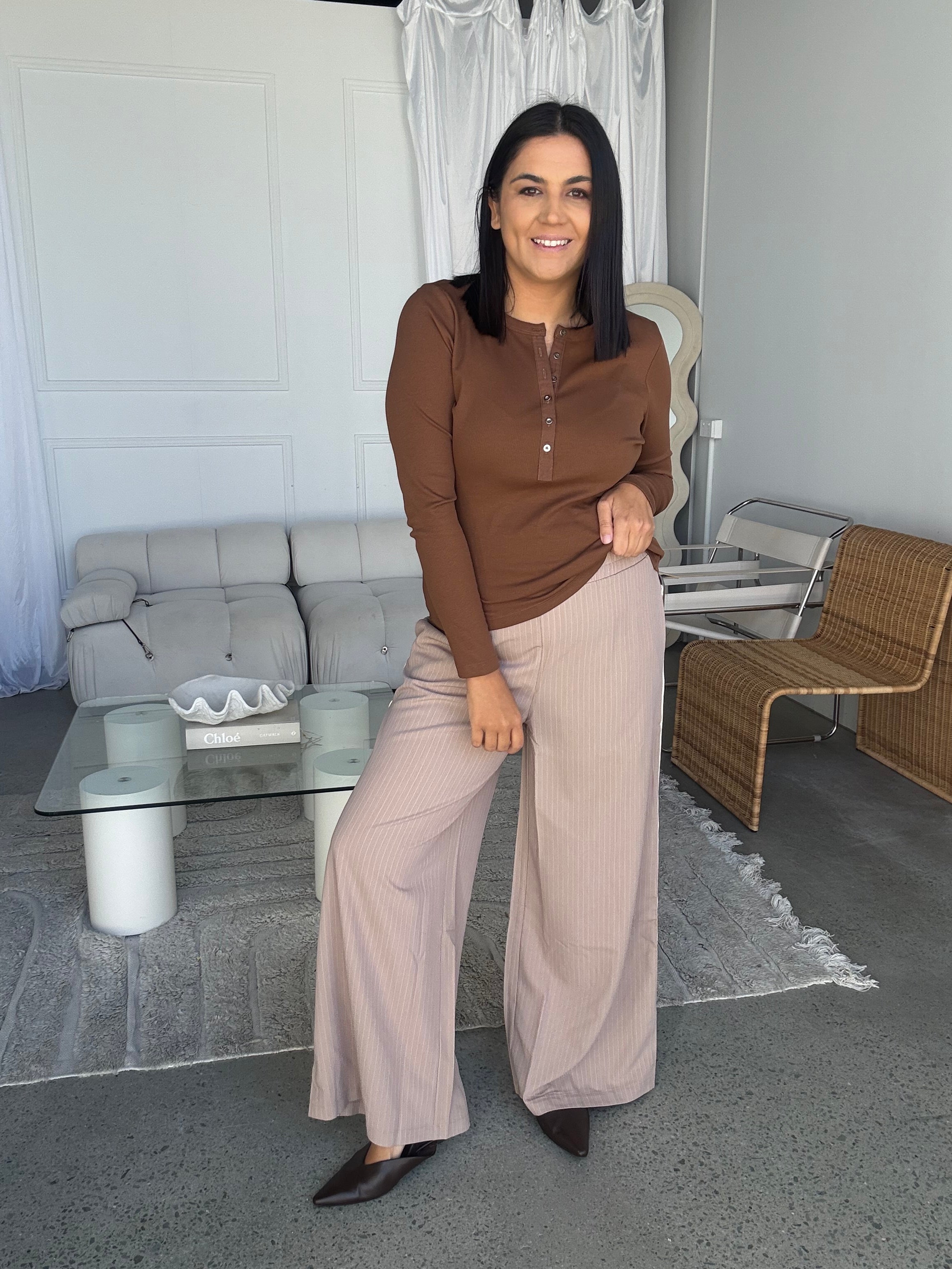 Industrie Pinestripe Pant Mocha