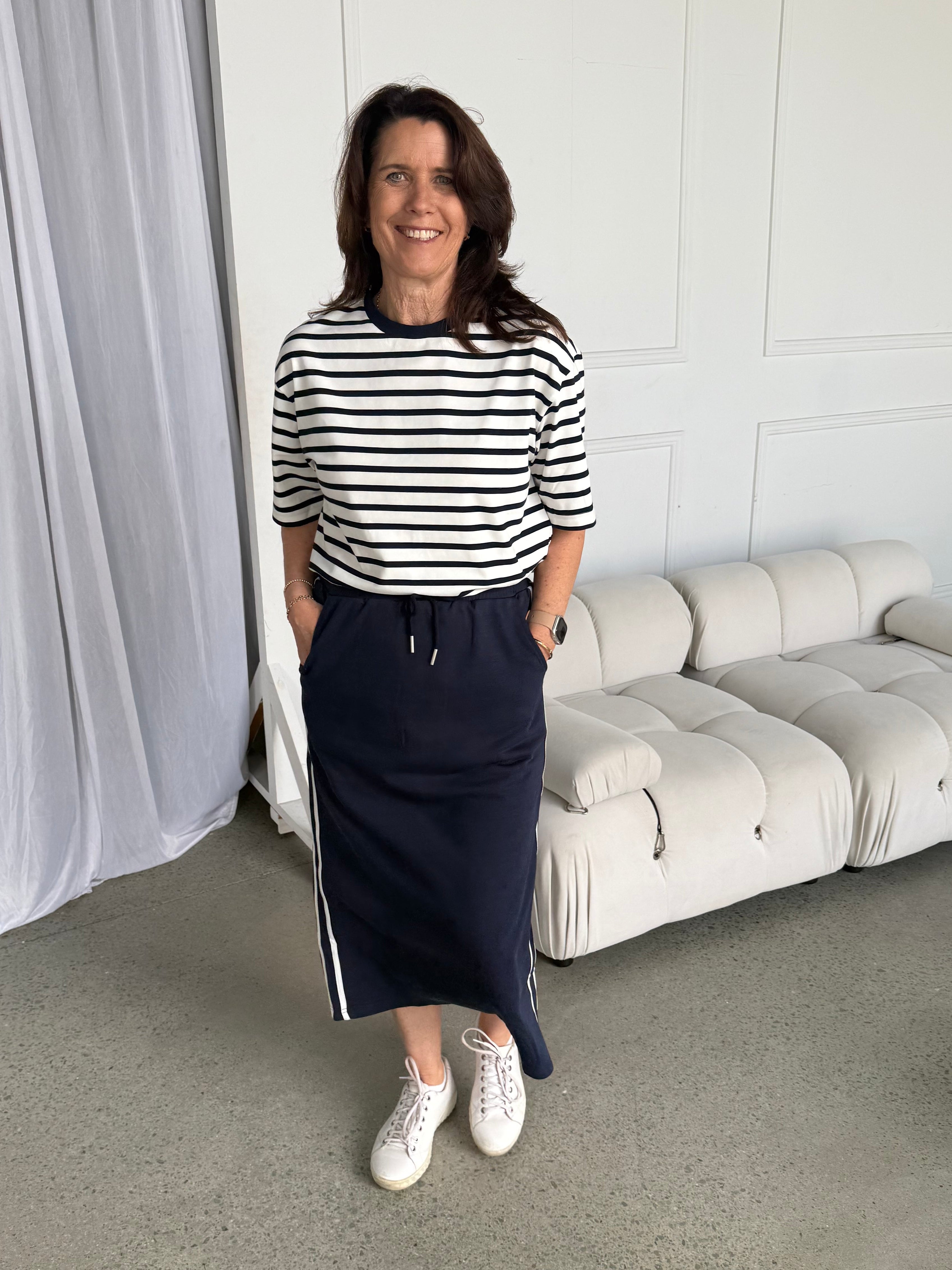 Naomi Stripe Tee Navy/White