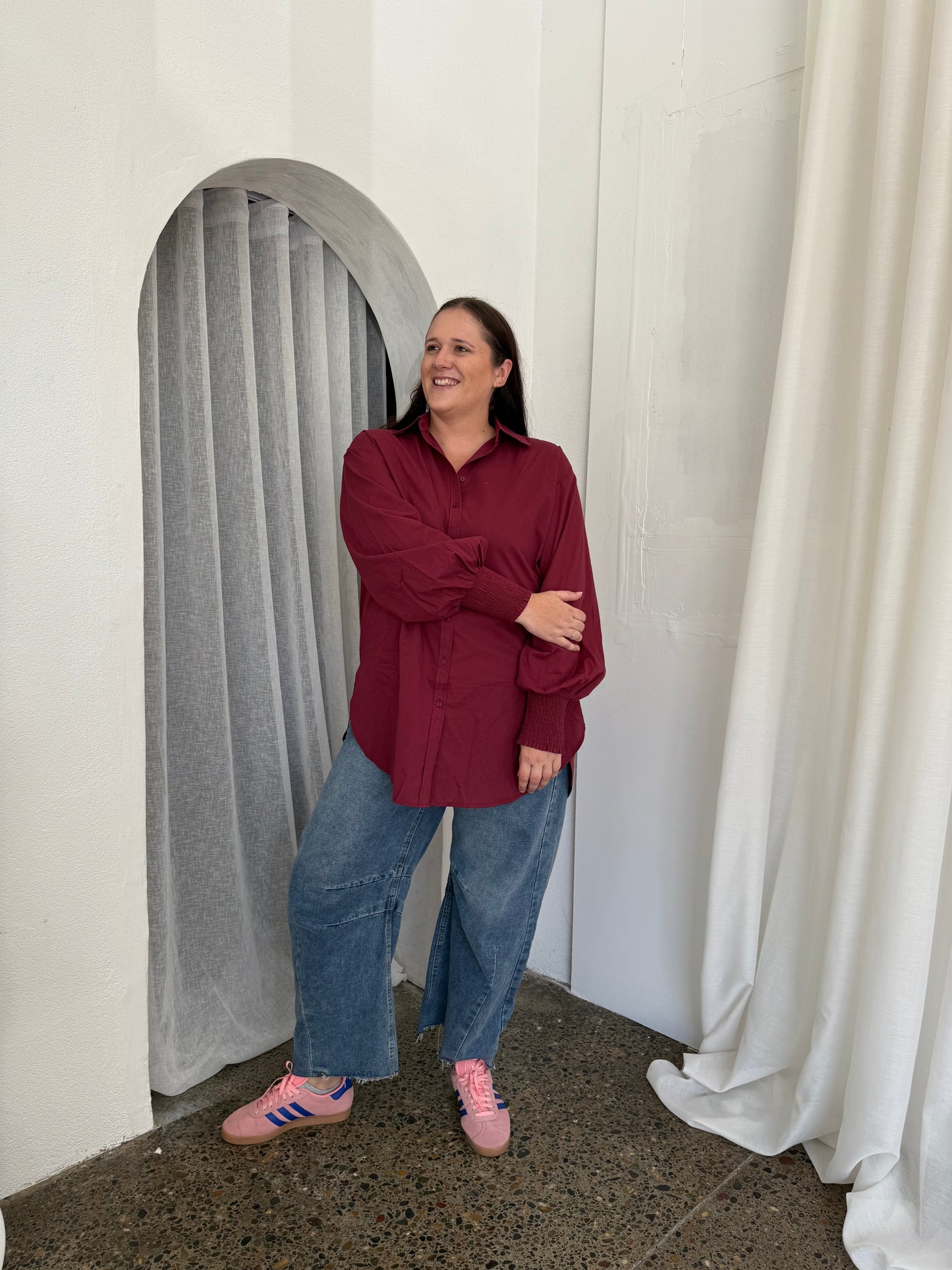 Freya Oversized Tunic/Shirt Burgundy