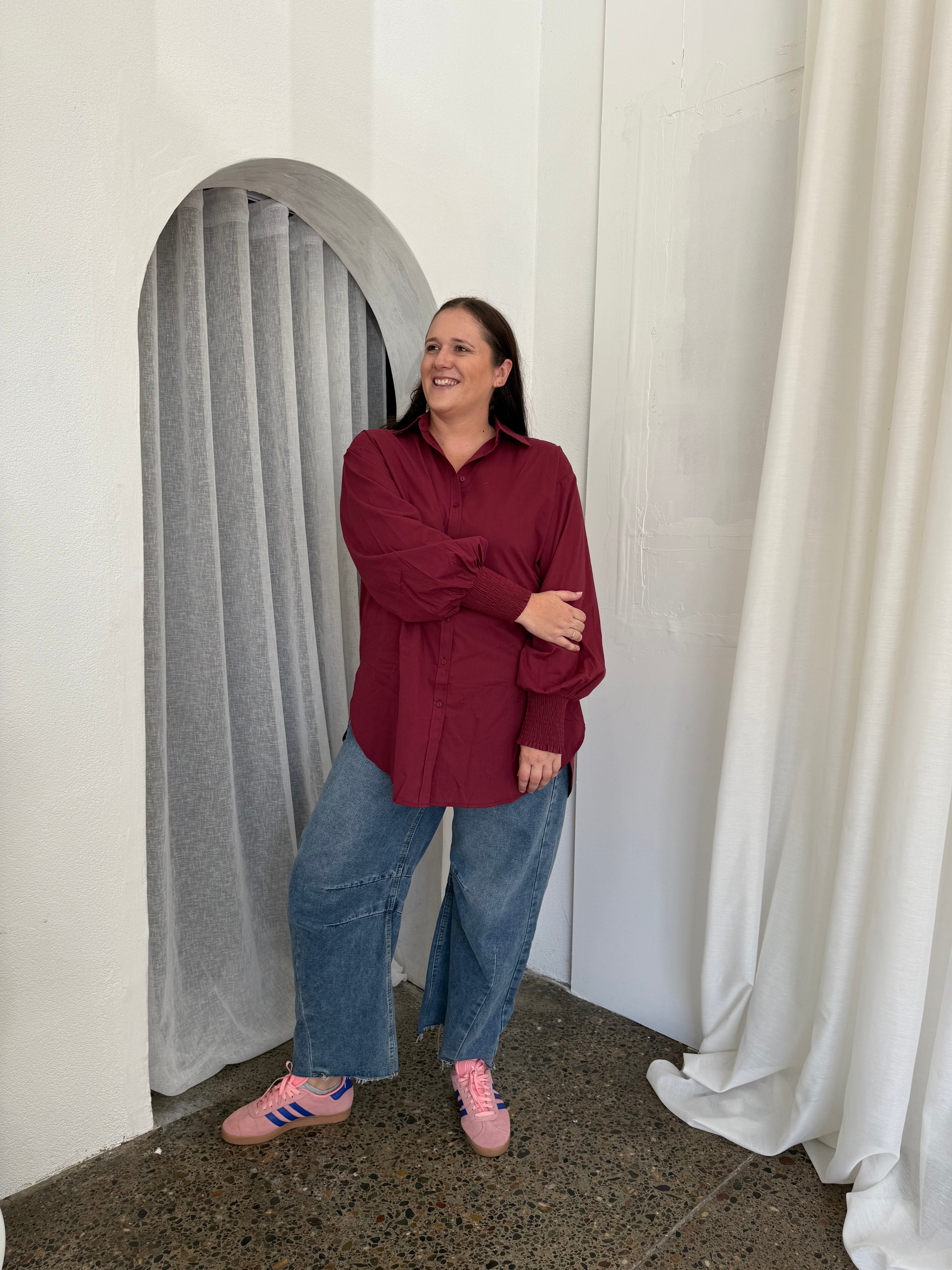 Freya Oversized Tunic/Shirt Burgundy