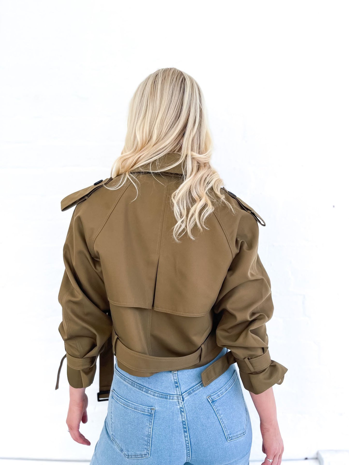 Carrie Crop Trench Olive
