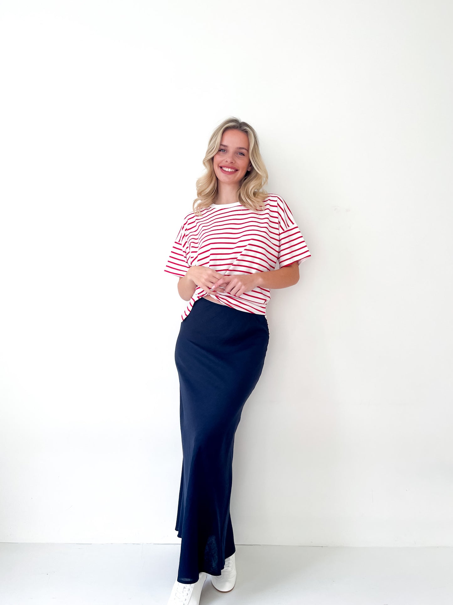 Navy Linen Skirt