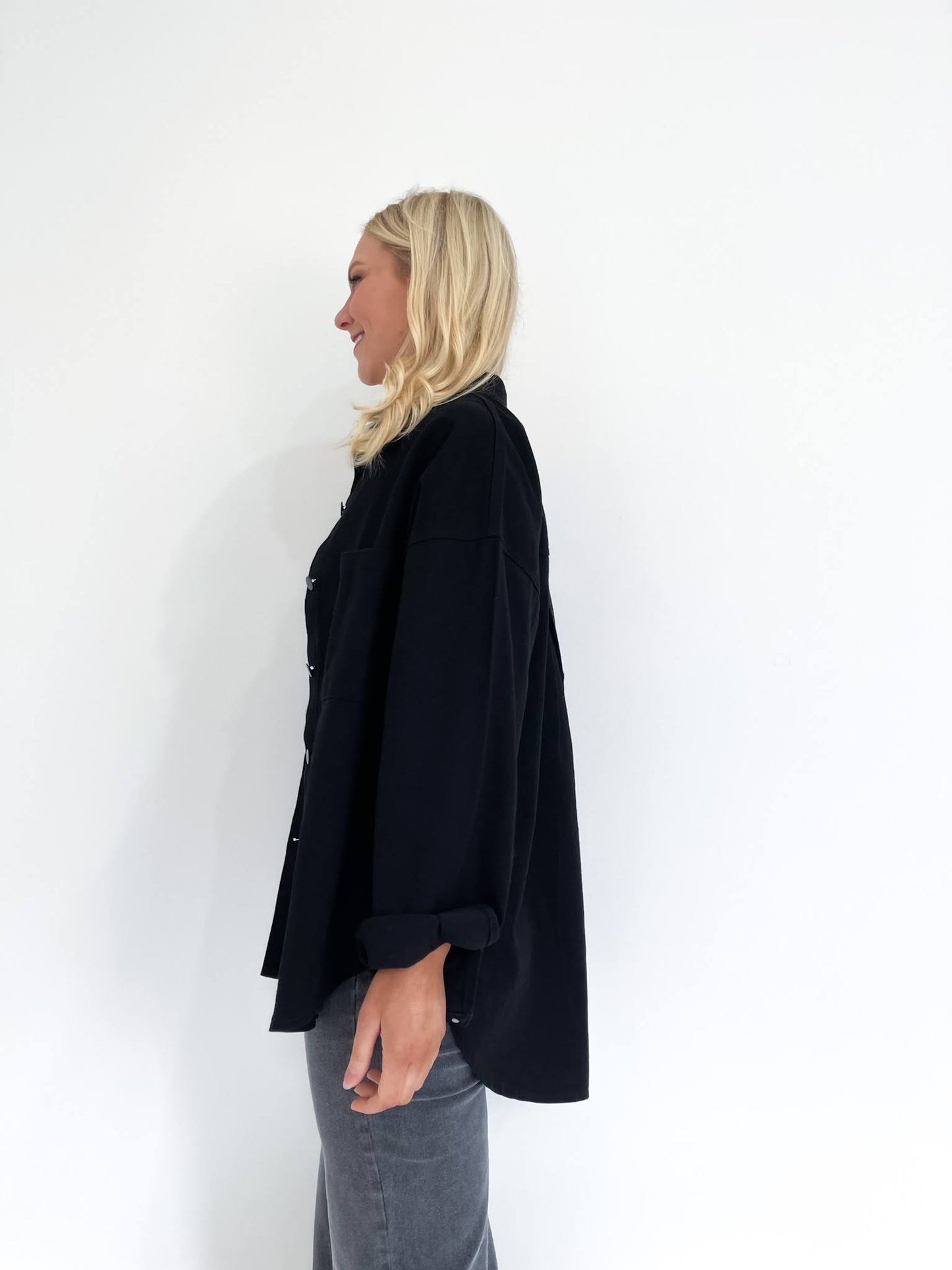 Taylor Denim Shacket Black