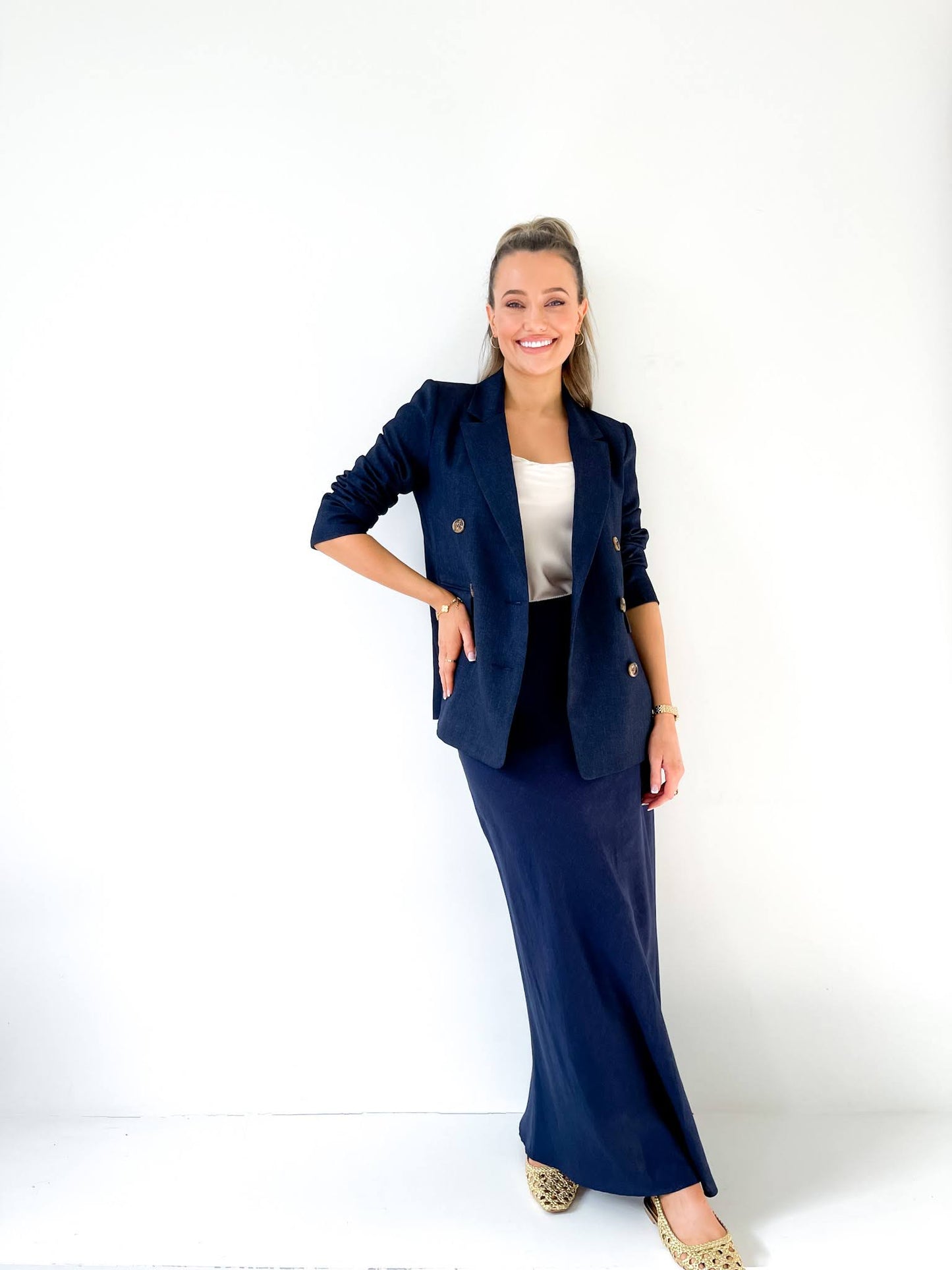 Navy Linen Skirt